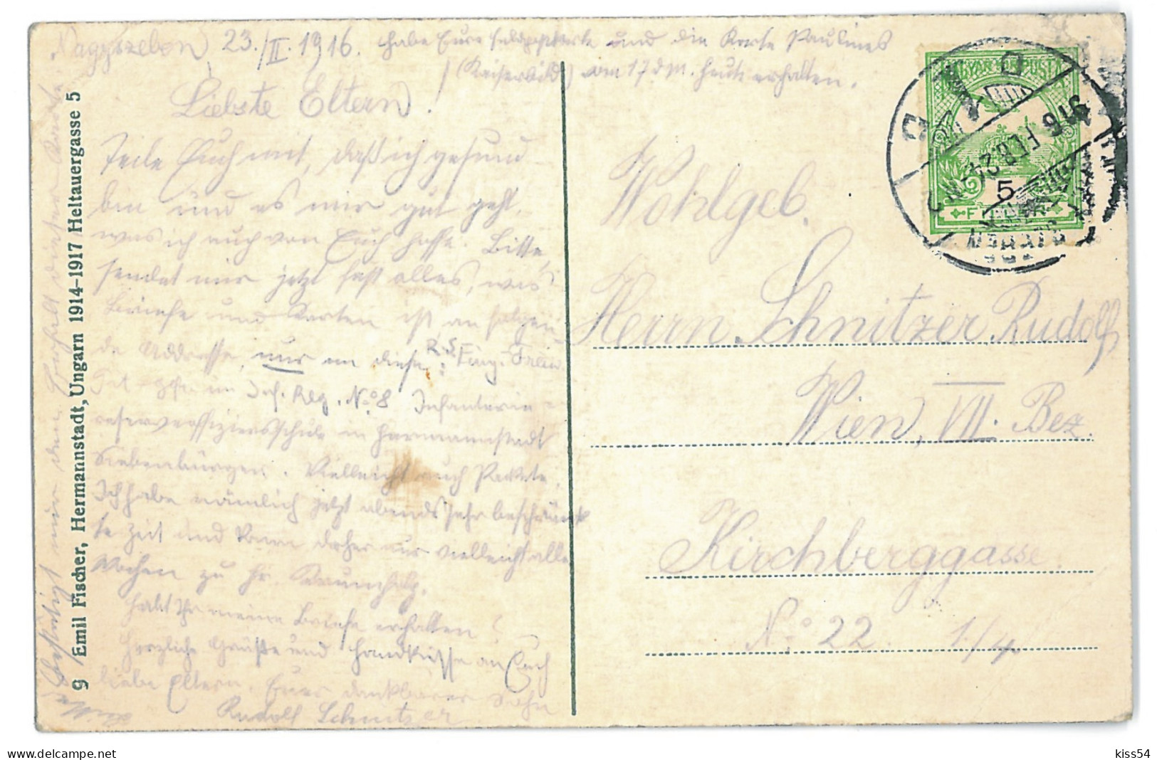 RO 45 - 11031 SIBIU, Cathedral, Romania - Old Postcard - Used - 1916 - Roemenië