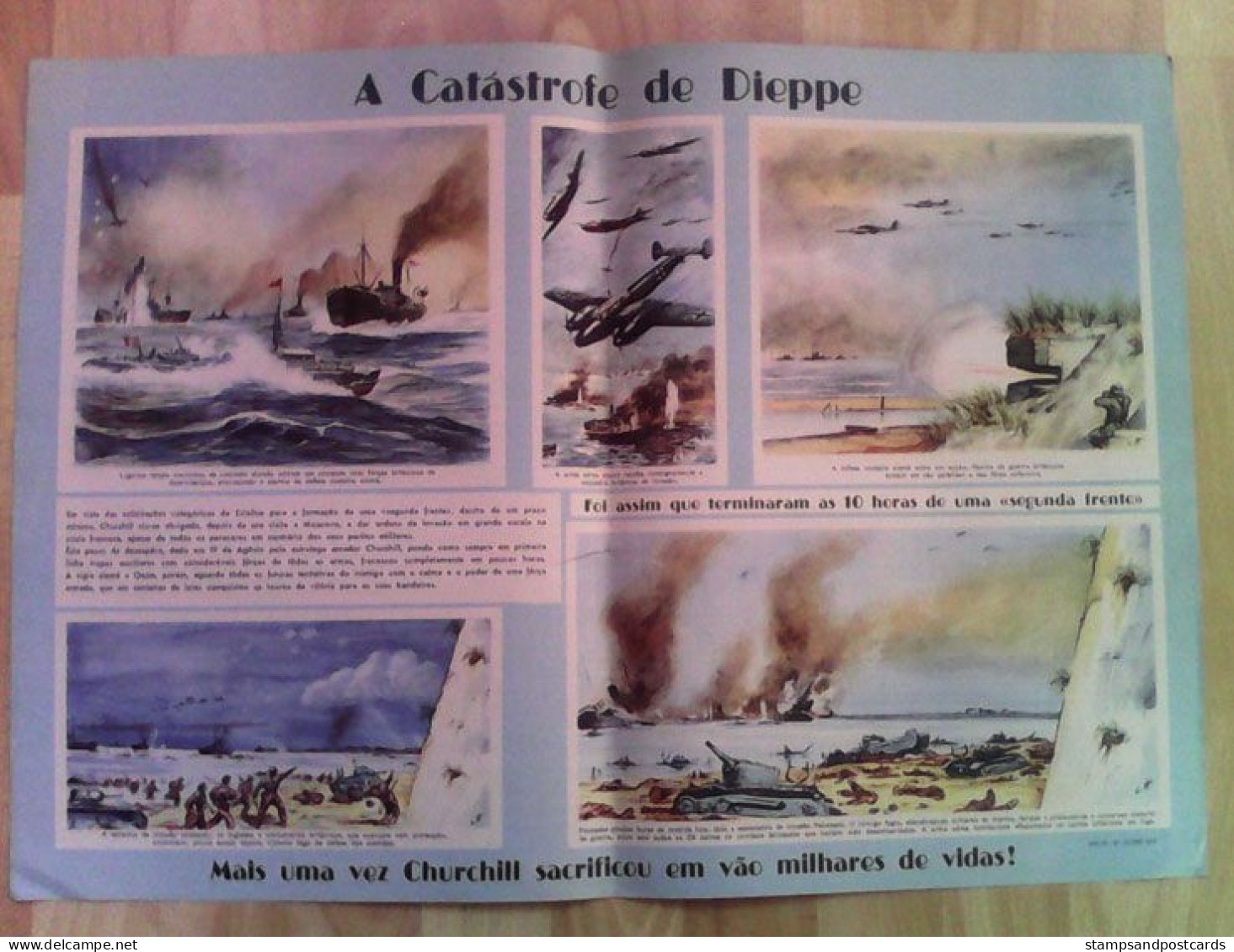 Affiche 1942 Deuxième Guerre Mondiale Propagande Allemande Au Portugal Dieppe France Poster German Propaganda WWII 1942 - Affiches