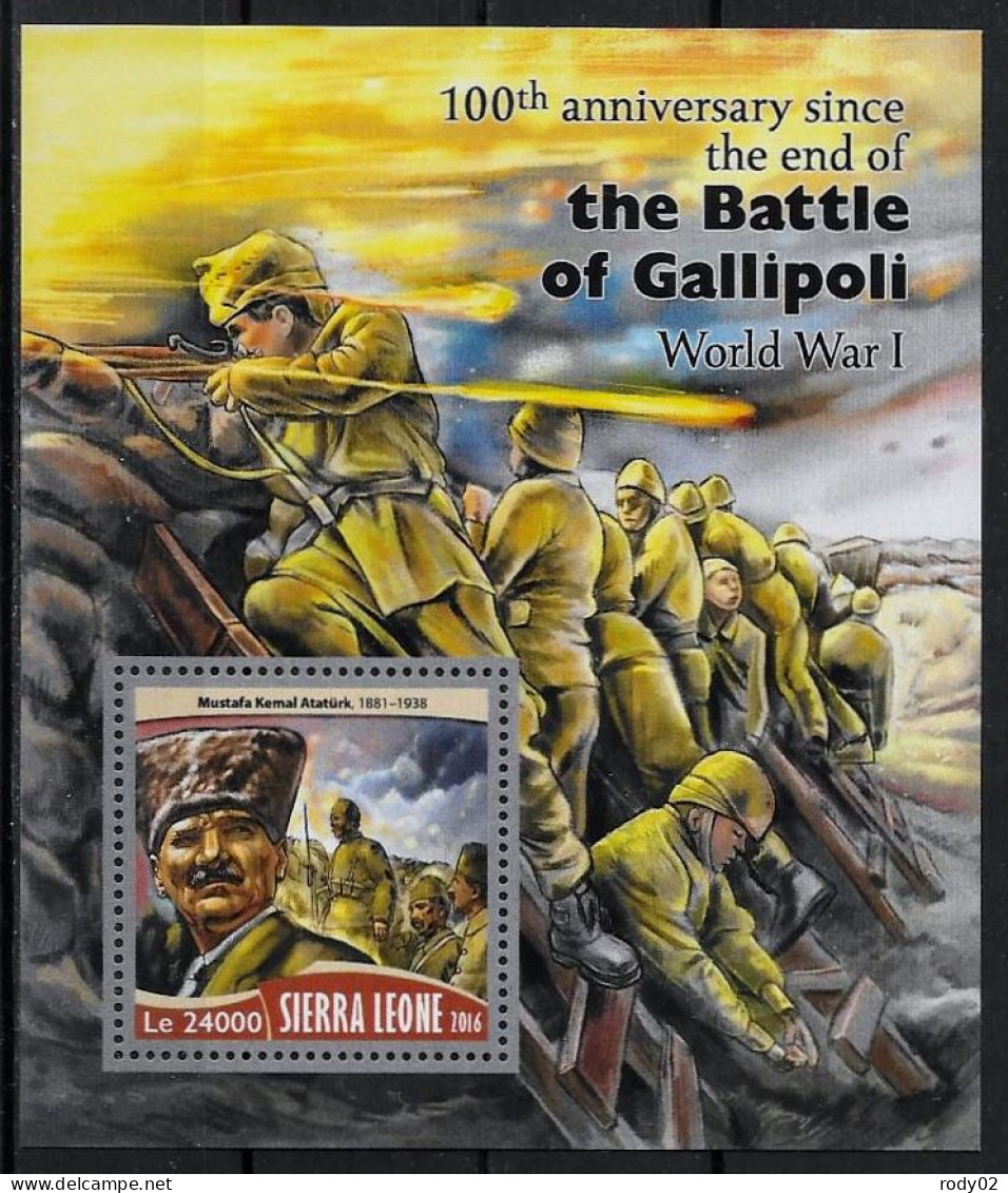 SIERRA LEONE - 1ERE GUERRE MONDIALE - LA BATAILLE DES DARDANELLES OU GALLIPOLI - N° 6185 A 6188 ET BF 1006 - NEUF** MNH - 1. Weltkrieg