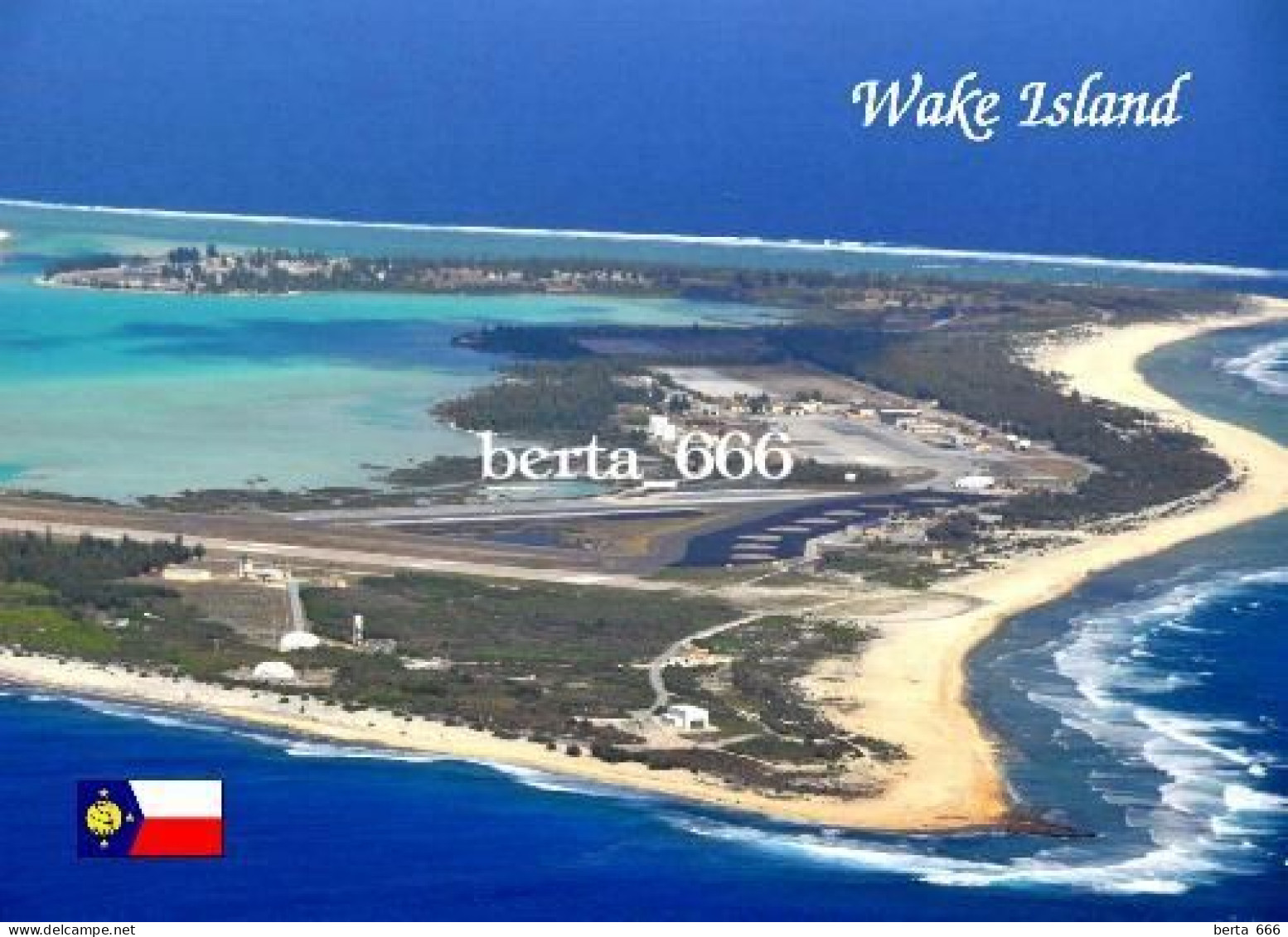 United States Wake Island Airfield Aerial View Pacific Ocean New Postcard - Otros & Sin Clasificación