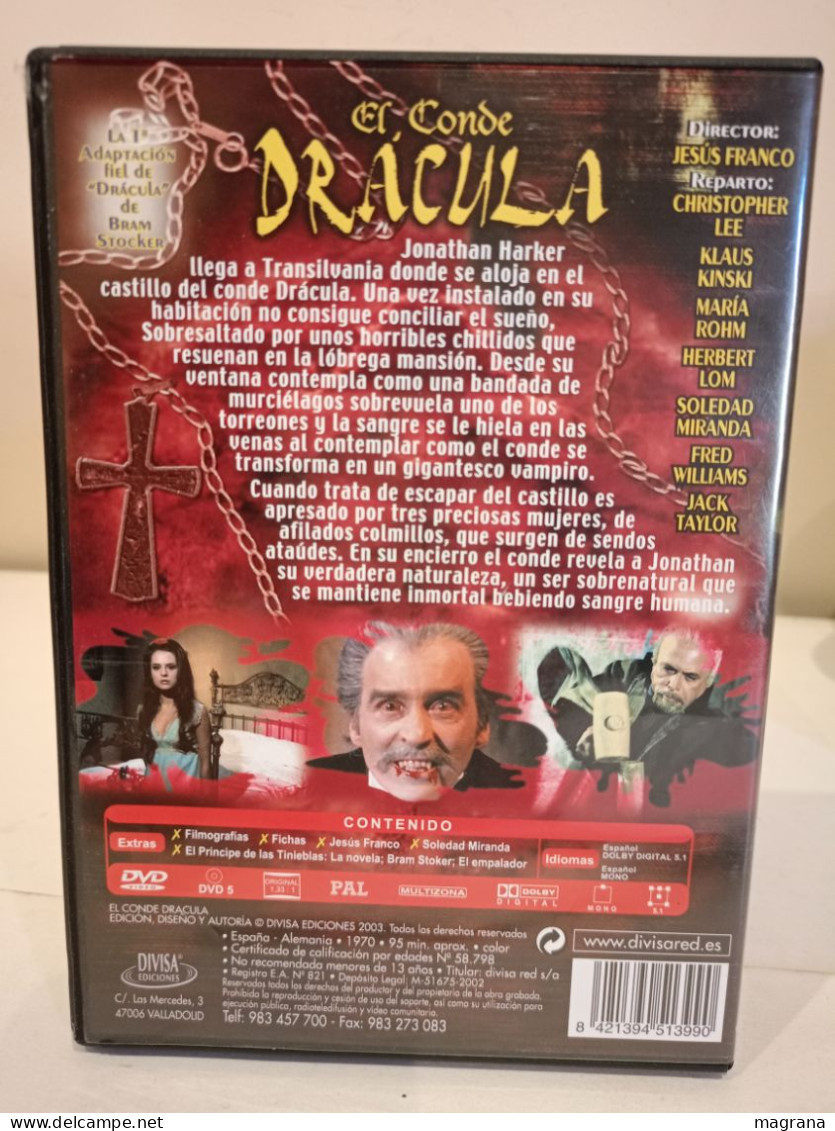 Película Dvd. El Conde Drácula. Jesús Franco. 1970. Christopher Lee, Klaus Kinski. Soledad Miranda, María Rohm Y Herbert - Horreur