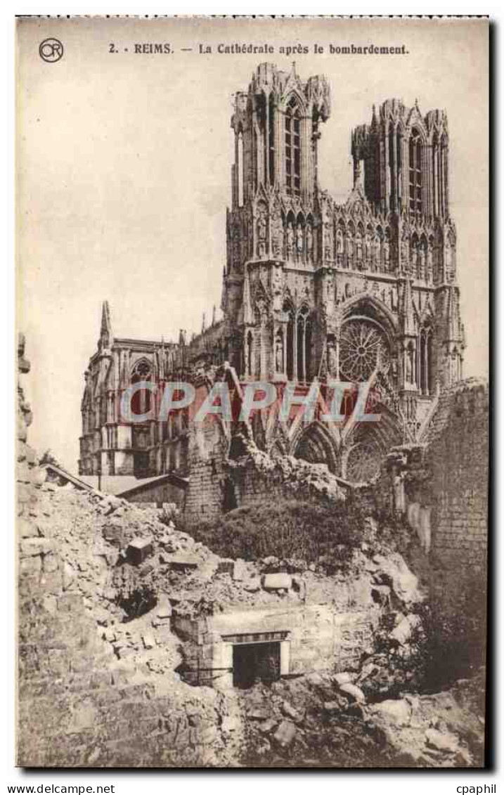 CPA Reims La Cathedrale Apres Le Bombardement Militaria - Reims