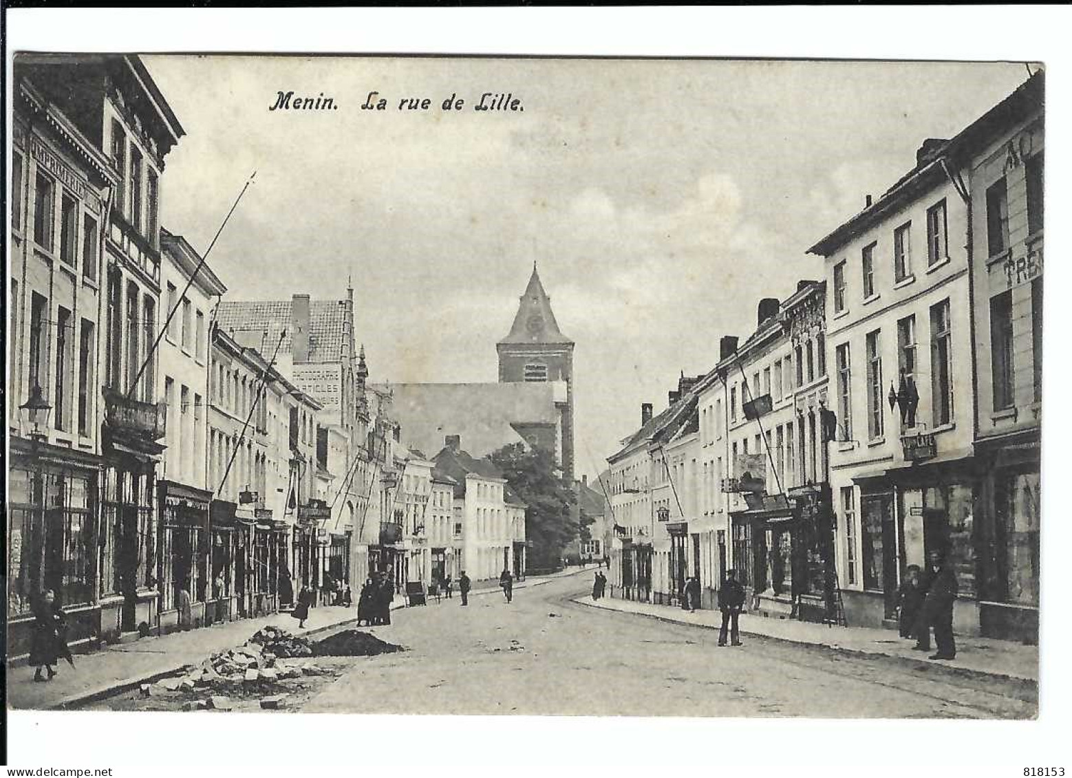 Menen  Menin  La Rue De Lille 1909  (plooi Recthts Onder) - Menen