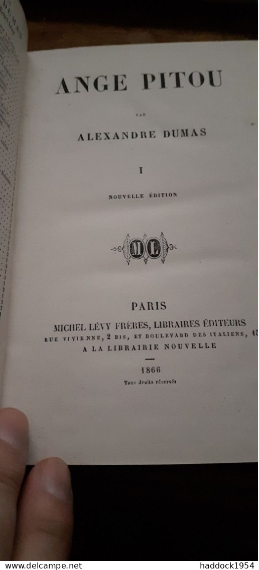 Ange Pitou ALEXANDRE DUMAS Michel Lévy 1866 - Históricos