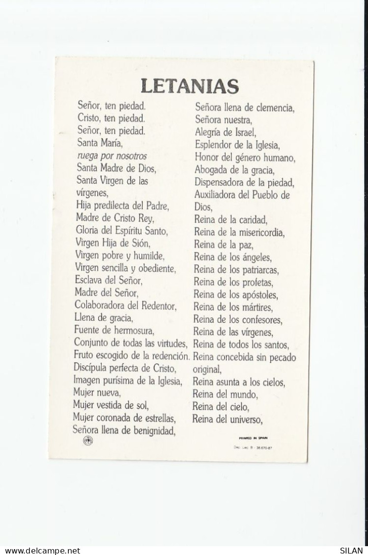 Estampa Virgen Con Niño. Letanías - Religión & Esoterismo