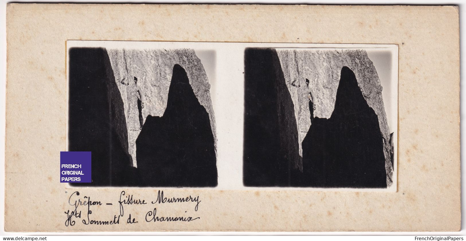 Chamonix Mont-Blanc / Aiguille Du Grépon - Photo Stéréoscopique 1910s Alpes Fissure Mummery Alpiniste Alpinisme C3-3 - Stereo-Photographie