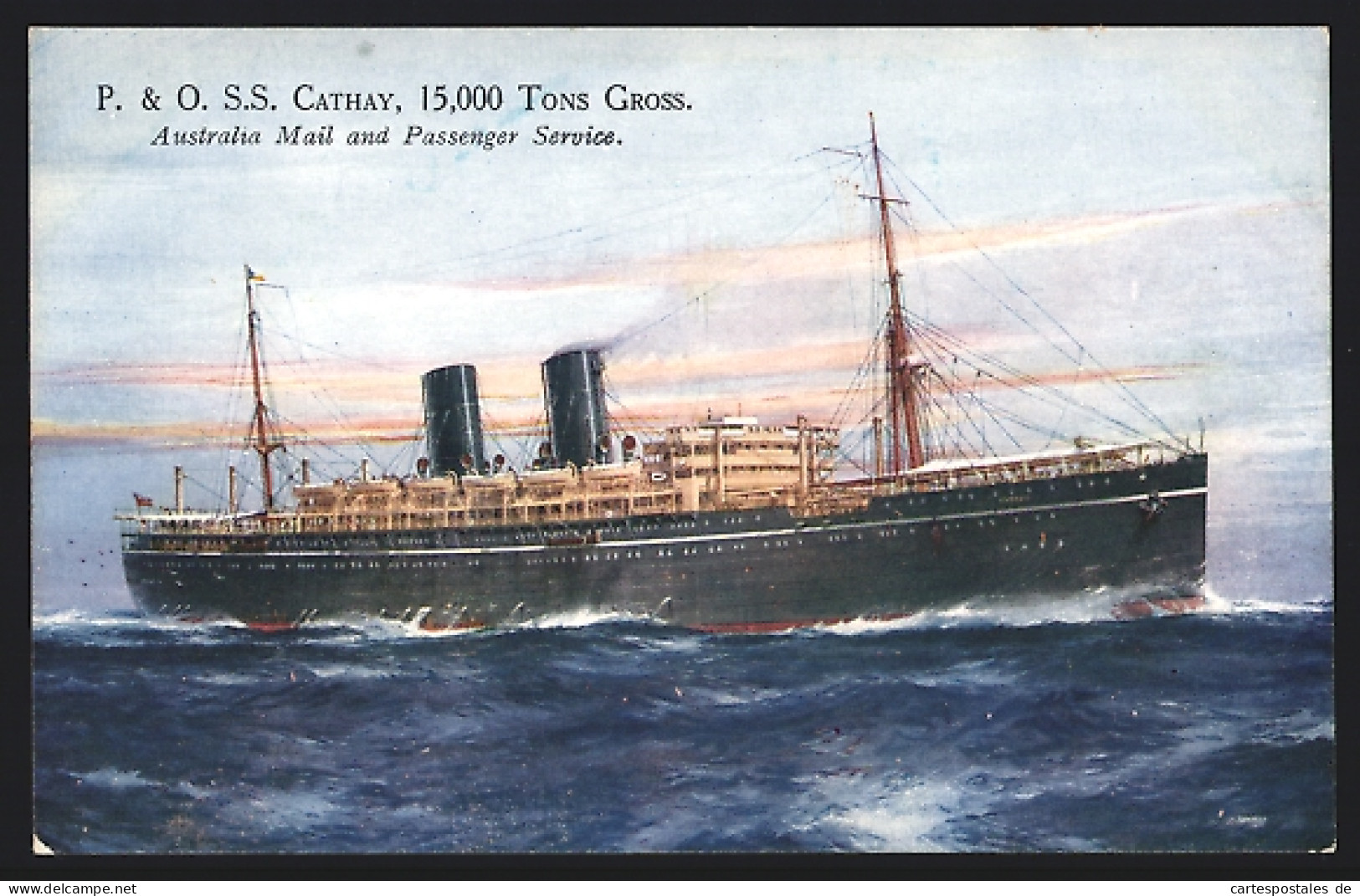 Künstler-AK Passagierschiff Cathay, P & O SS Australia Mail And Passenger Service  - Steamers