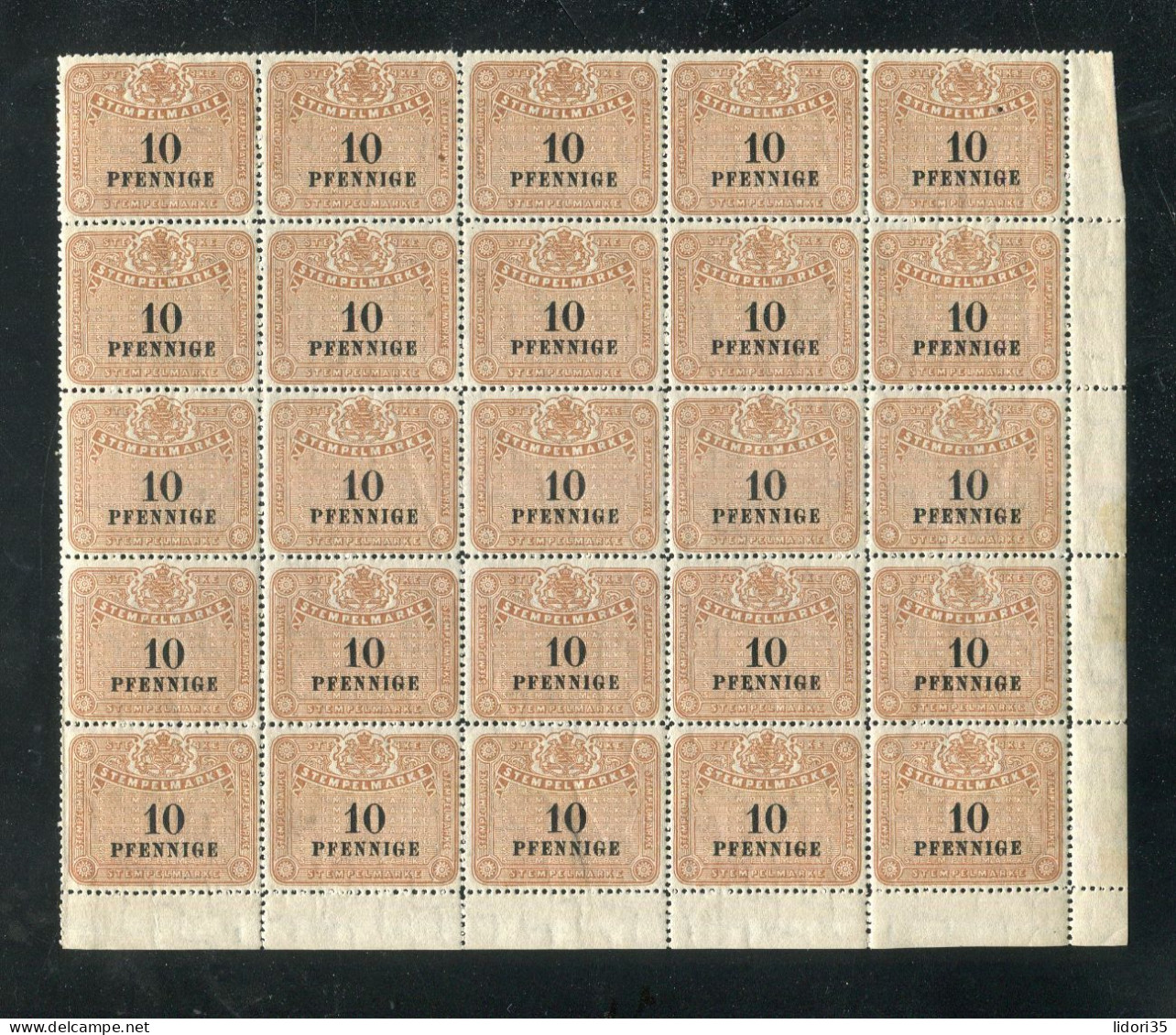 "DEUTSCHLAND" Stempelmarke "10 Pfennige" 25er-Block ** (L1122) - Colecciones