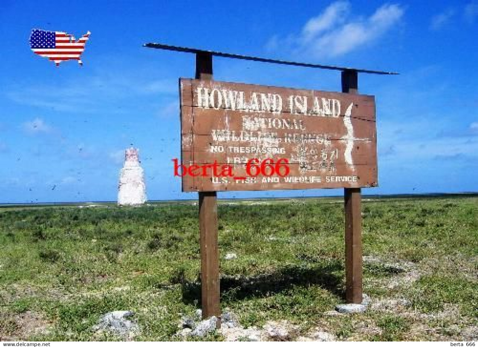 United States Howland Island Wildlife Refuge Sign New Postcard - Altri & Non Classificati