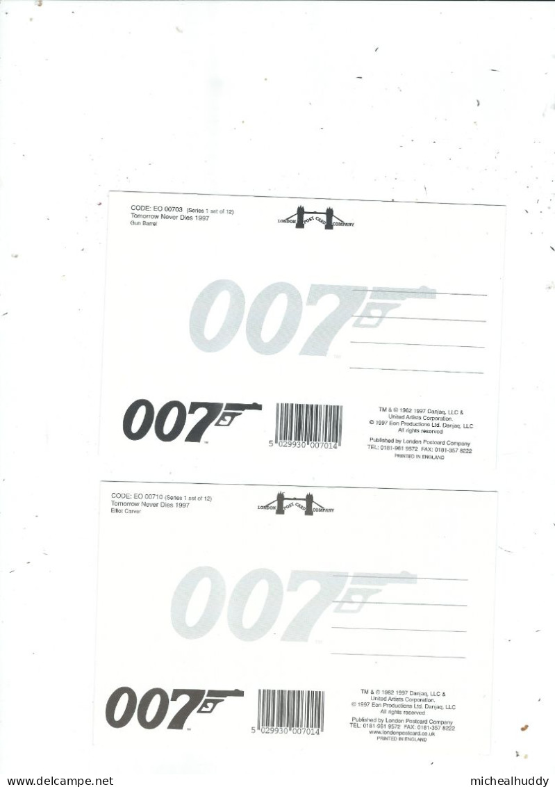 2  POSTCARDS JAMES BOND OO7 - Affiches Sur Carte