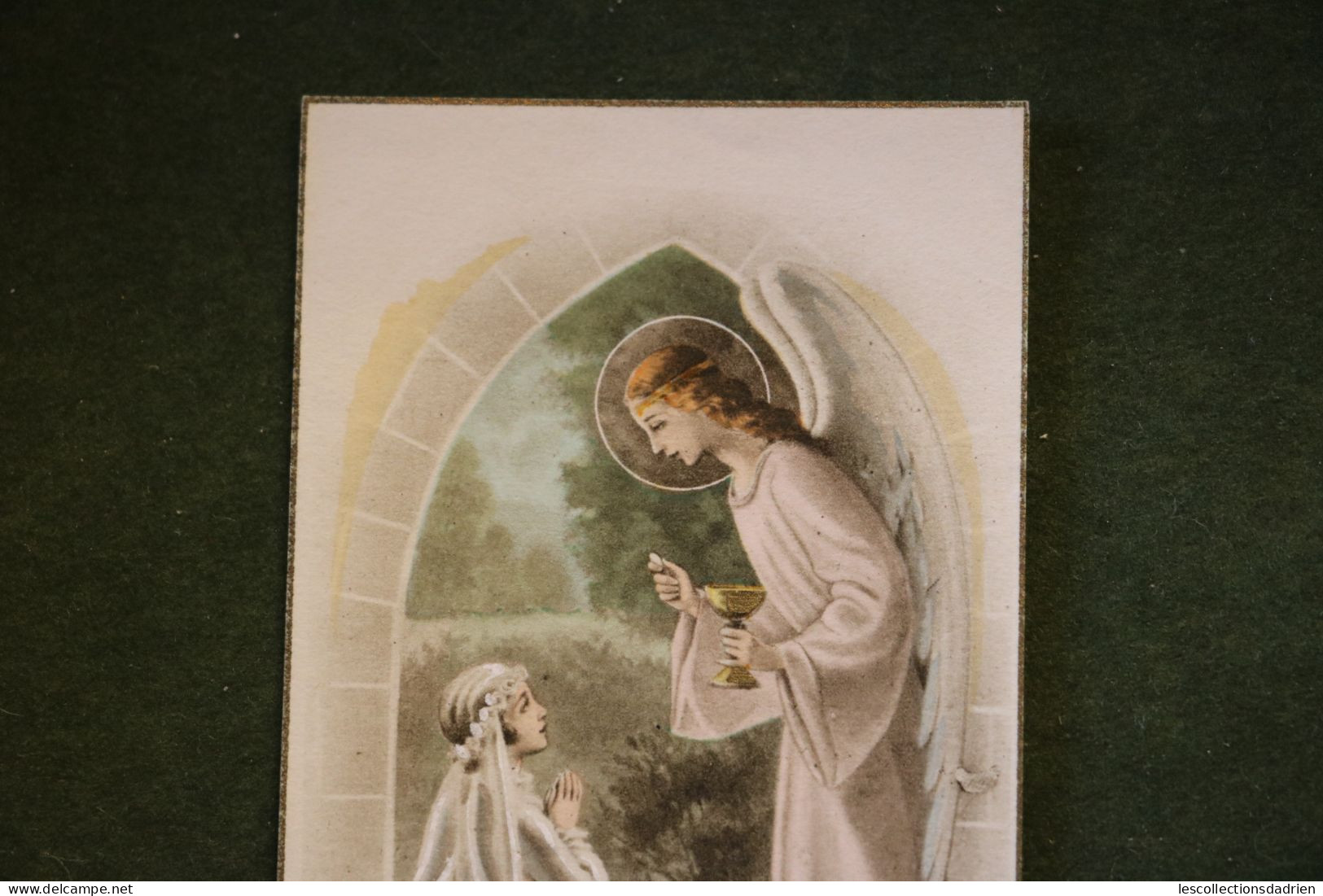 Image Religieuse Communion Solennelle Ange Caen 1945 - Holy Card Solemn Communion Angel - Images Religieuses