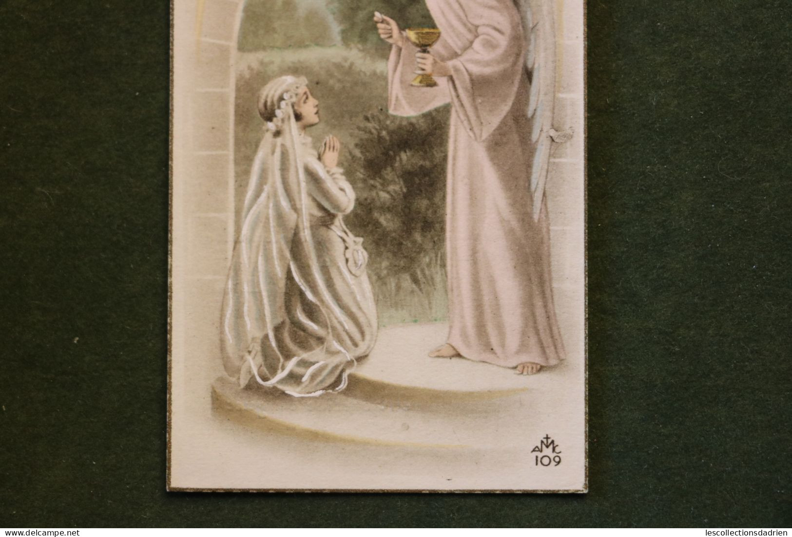 Image Religieuse Communion Solennelle Ange Caen 1945 - Holy Card Solemn Communion Angel - Images Religieuses