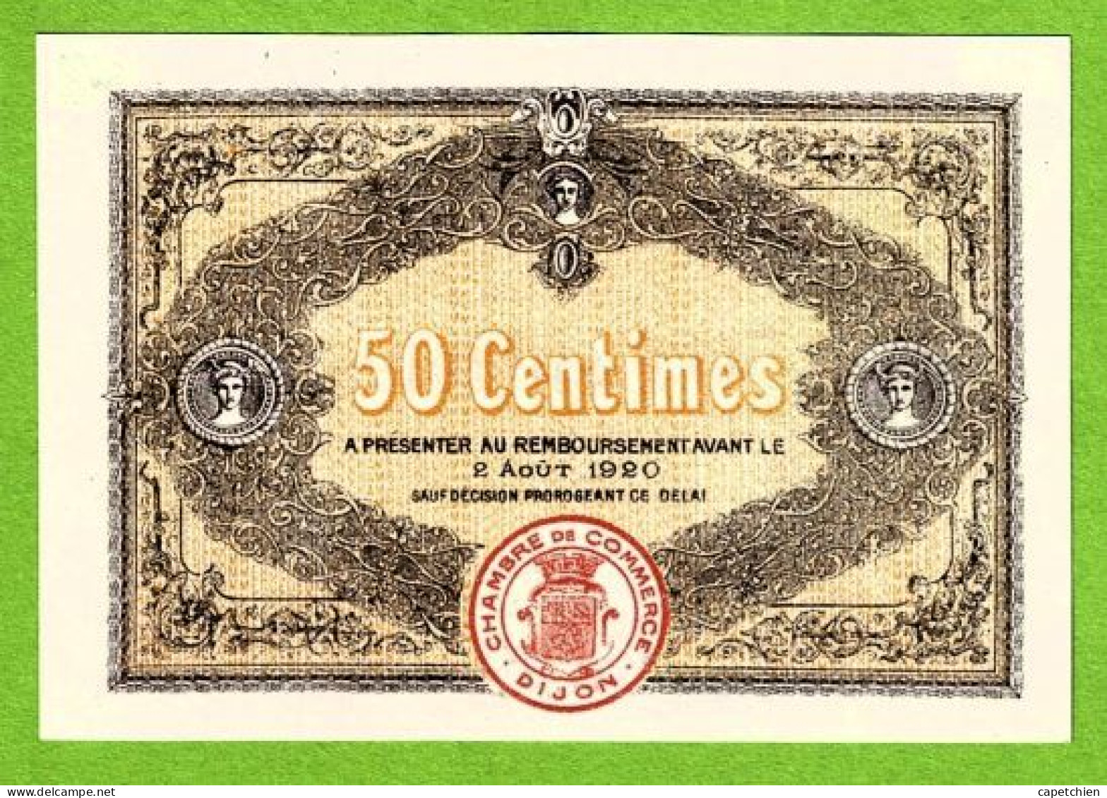 FRANCE / CHAMBRE De COMMERCE De DIJON/ 50 CENT. / 2 AOUT 1915 / N° 050,98 / SERIE - Handelskammer