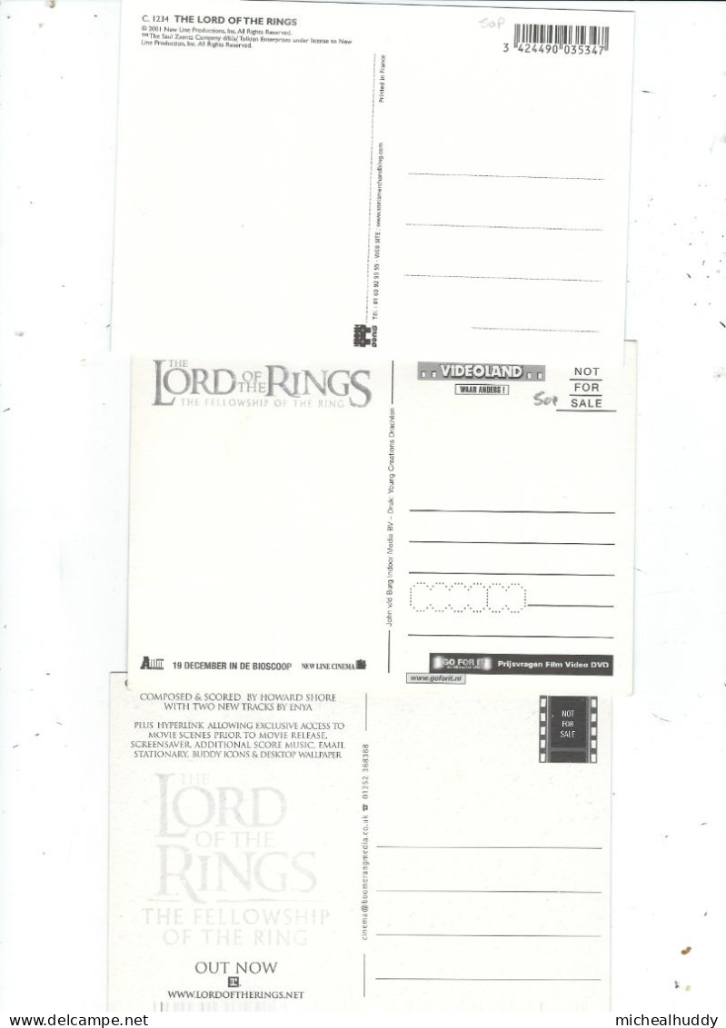 3  POSTCARDS LORD OF THE RINGS - Posters Op Kaarten