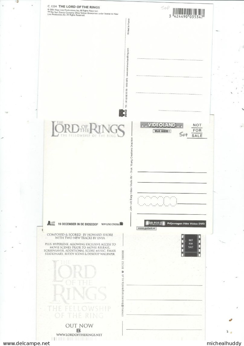 3  POSTCARDS LORD OF THE RINGS - Posters On Cards