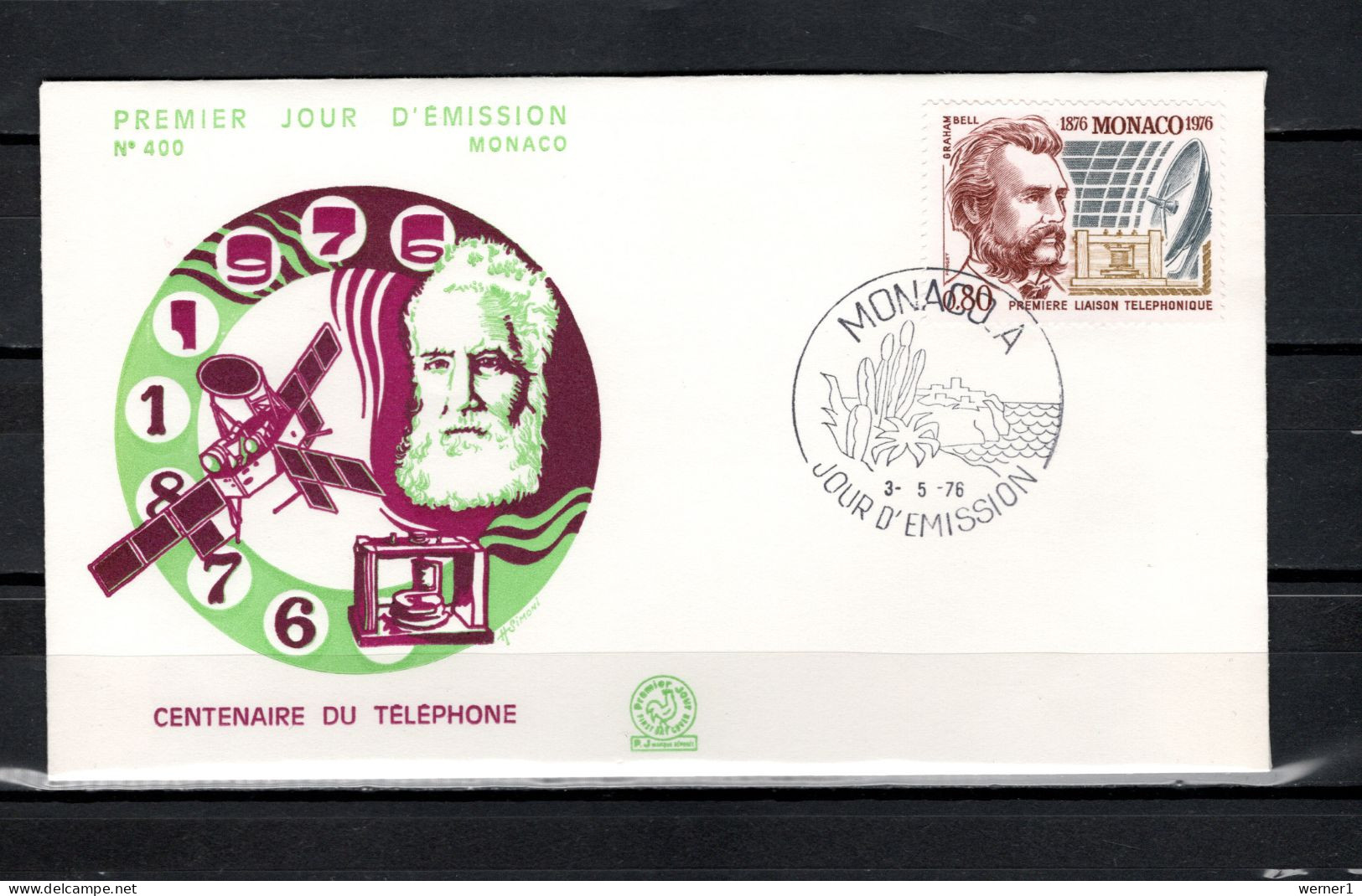 Monaco 1976 Space, Telephone Centenary Stamp On FDC - Europe
