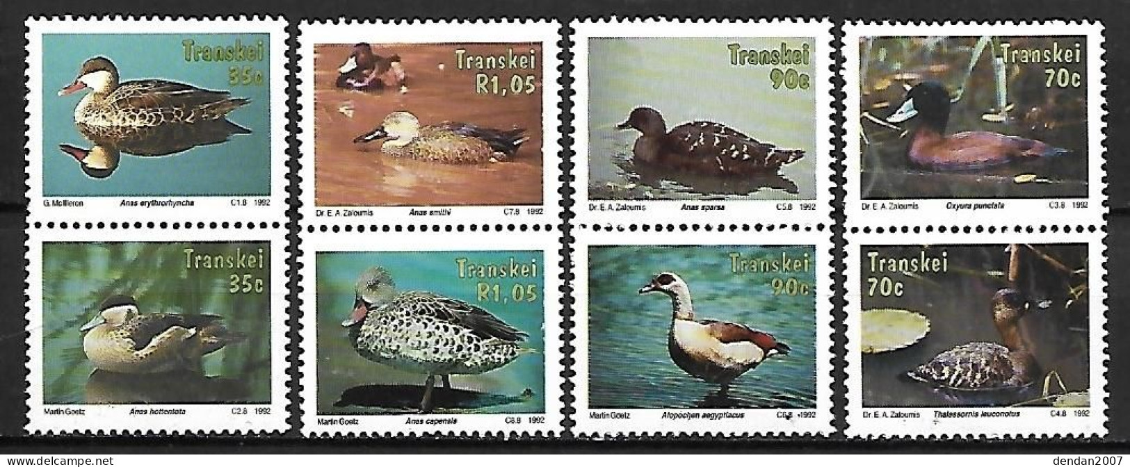 Transkei (South Africa) : MNH ** 1992 Complete Set 8/8 : 8 Different Ducks And Gooses - Adler & Greifvögel