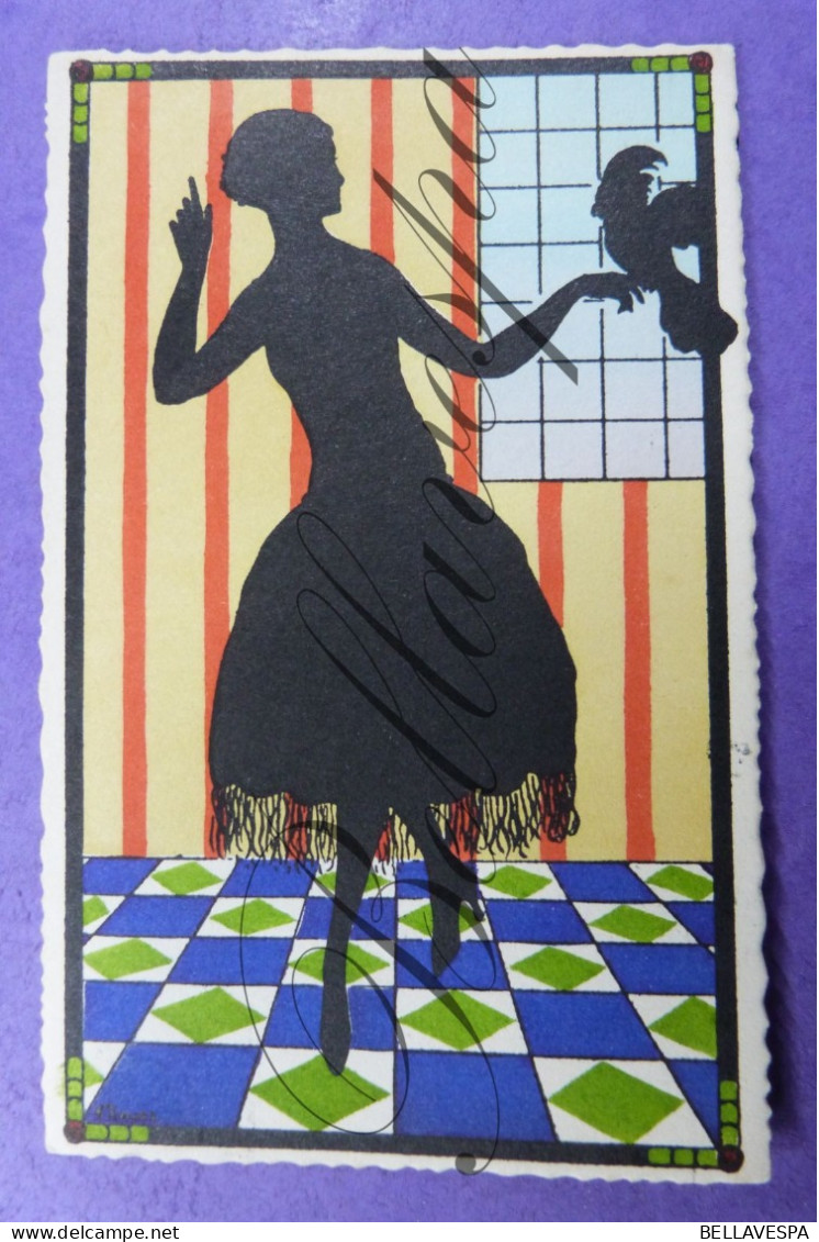 Artist Silhouette Art-deco Art-Nouveau Edit AQUARELLA  142  Imprime - Scherenschnitt - Silhouette