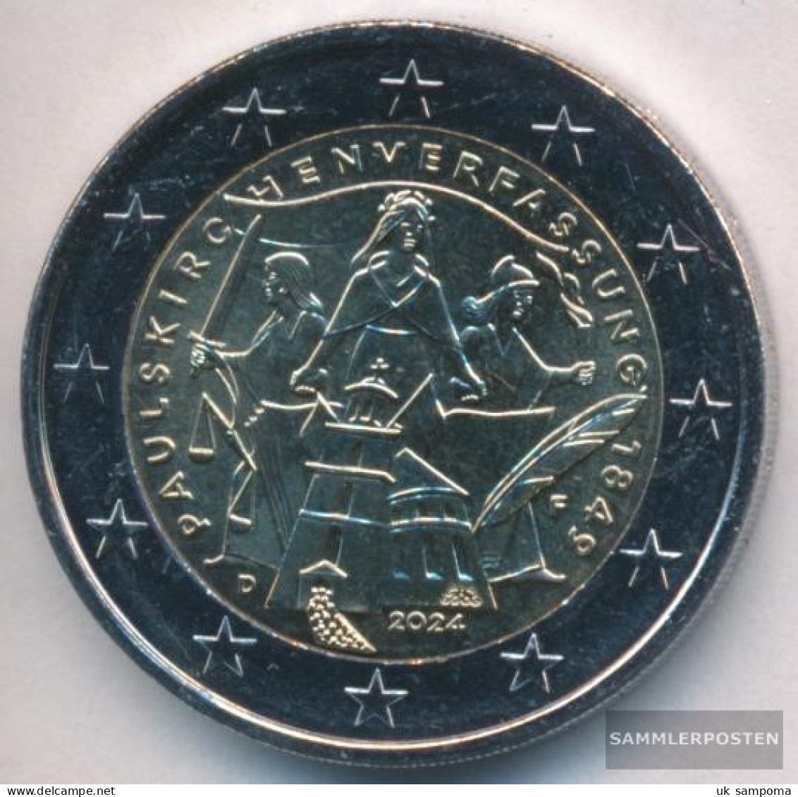 FRD (FR.Germany) 2024 F Stgl./unzirkuliert Reissue: 6 Million. 2024 2 Euro Paulskirche Constitution - Germania