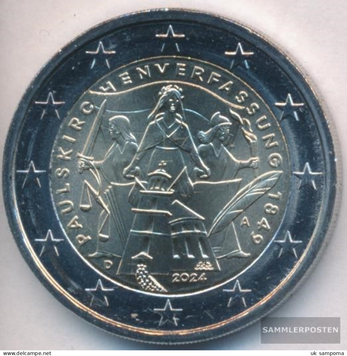 FRD (FR.Germany) 2024 A Stgl./unzirkuliert Reissue: 6 Million. 2024 2 Euro Paulskirche Constitution - Germany