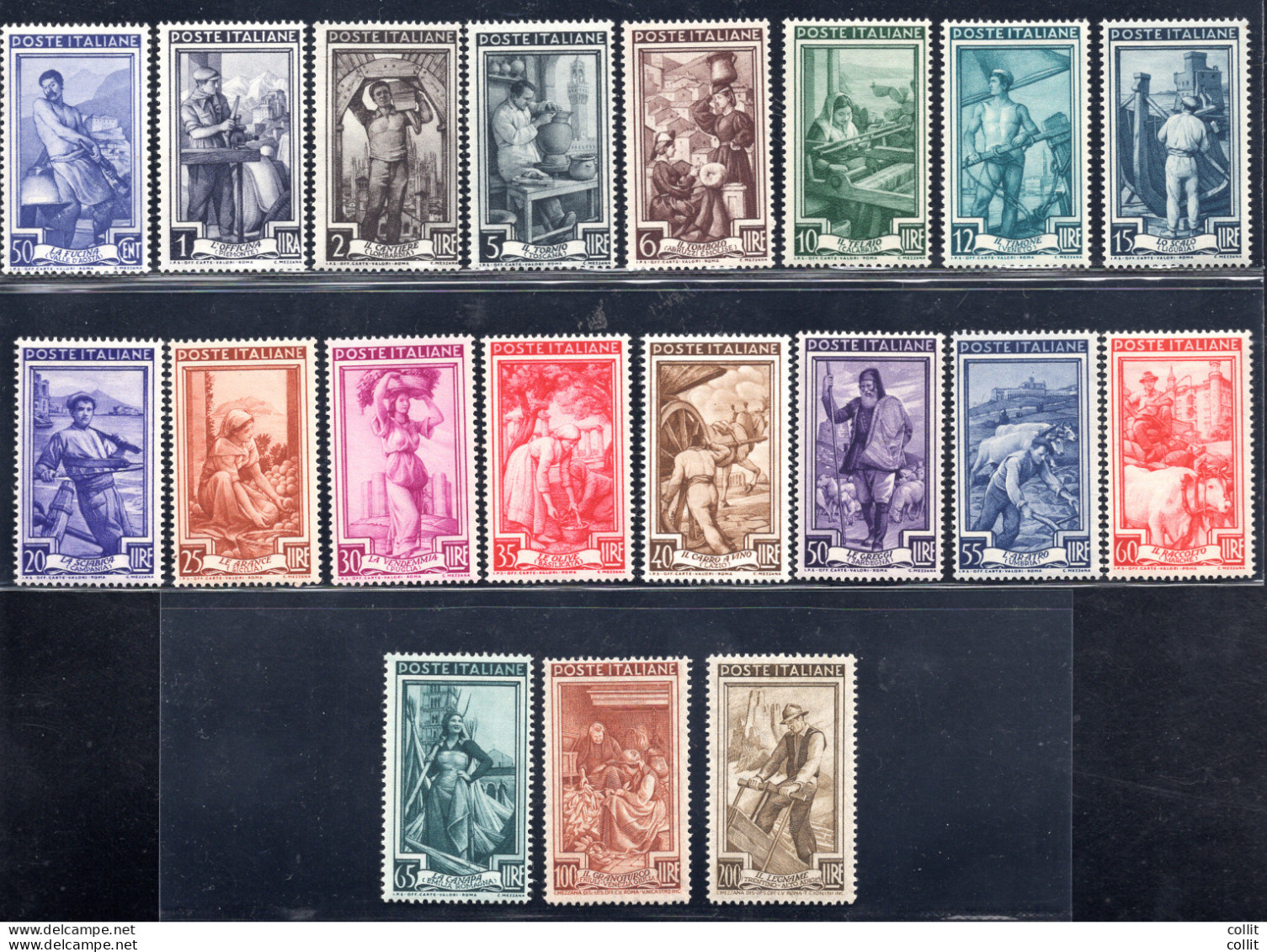 Italia A Lavoro Filigrana Ruota Serie N. 634/652 - MNH - Abarten Und Kuriositäten