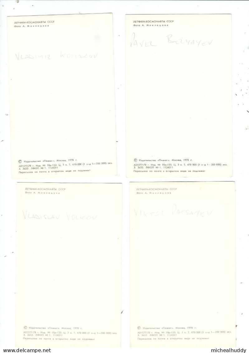 4 POSTCARDS RUSSIAN ASTRONUATS - Astronomia