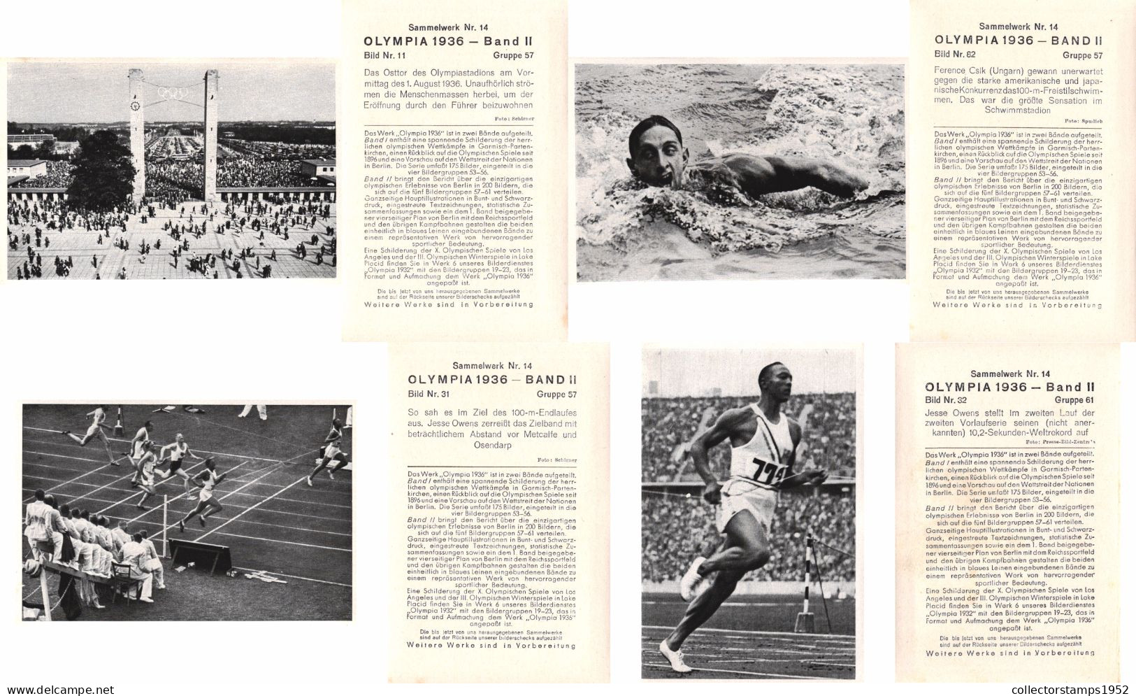 SPORTS, SET OF 71 PIECES, OLYMPIA 1936, BAND II, ED. VOL. 14., BERLIN, STADION, FLAG, BOAT, ARCHITECTURE, HORSE, GERMANY - Olympische Spelen