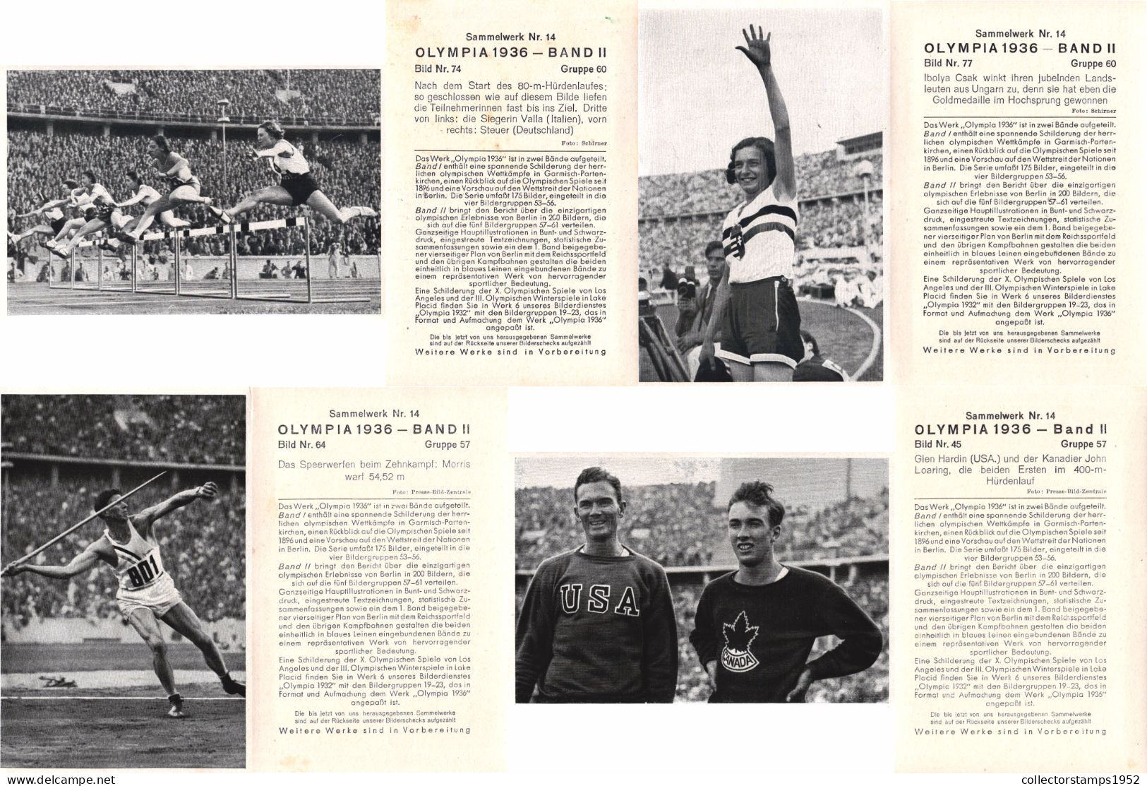 SPORTS, SET OF 71 PIECES, OLYMPIA 1936, BAND II, ED. VOL. 14., BERLIN, STADION, FLAG, BOAT, ARCHITECTURE, HORSE, GERMANY - Olympische Spelen