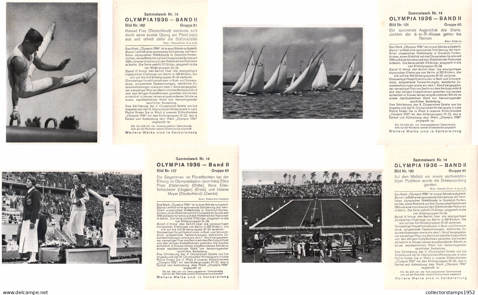 SPORTS, SET OF 71 PIECES, OLYMPIA 1936, BAND II, ED. VOL. 14., BERLIN, STADION, FLAG, BOAT, ARCHITECTURE, HORSE, GERMANY