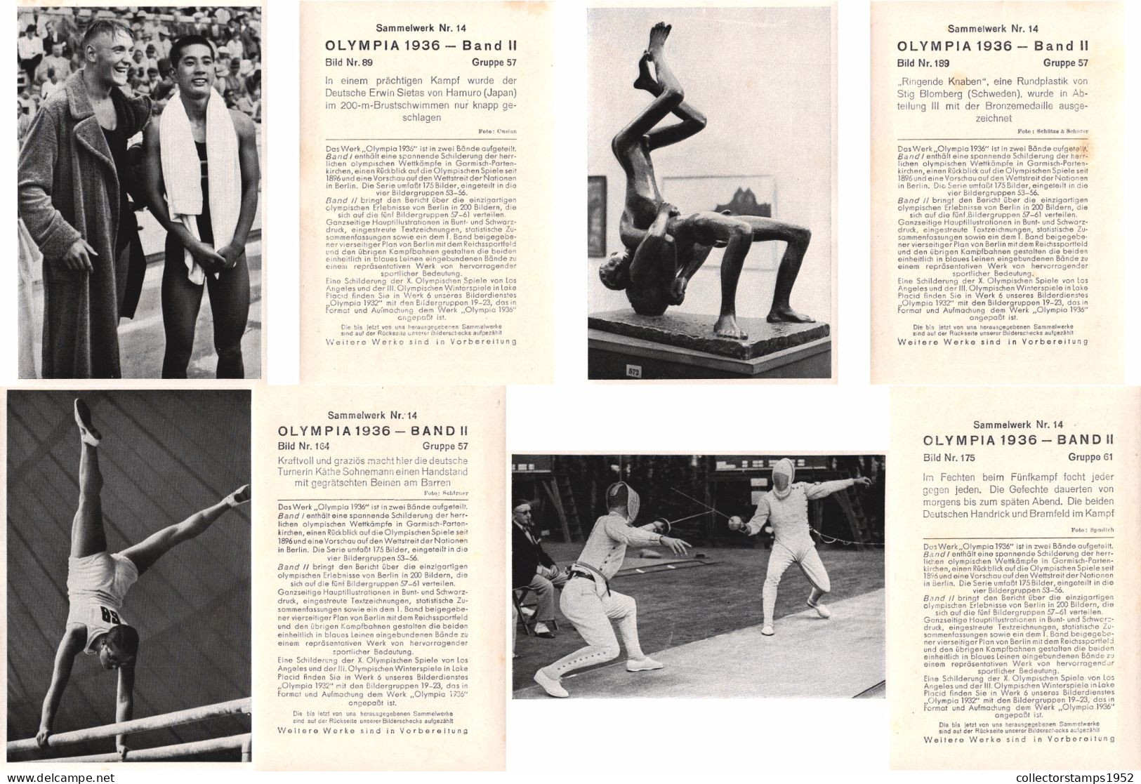 SPORTS, SET OF 71 PIECES, OLYMPIA 1936, BAND II, ED. VOL. 14., BERLIN, STADION, FLAG, BOAT, ARCHITECTURE, HORSE, GERMANY