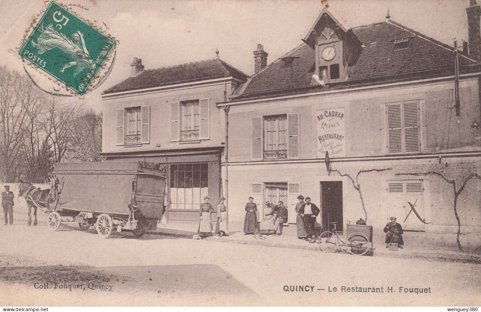 18 QUINCY   MEHUN-sur-YEVRE      Le Restaurant H. Fouquet  " AU CADRAN "   SUP  PLAN 1906     RARE - Mehun-sur-Yèvre