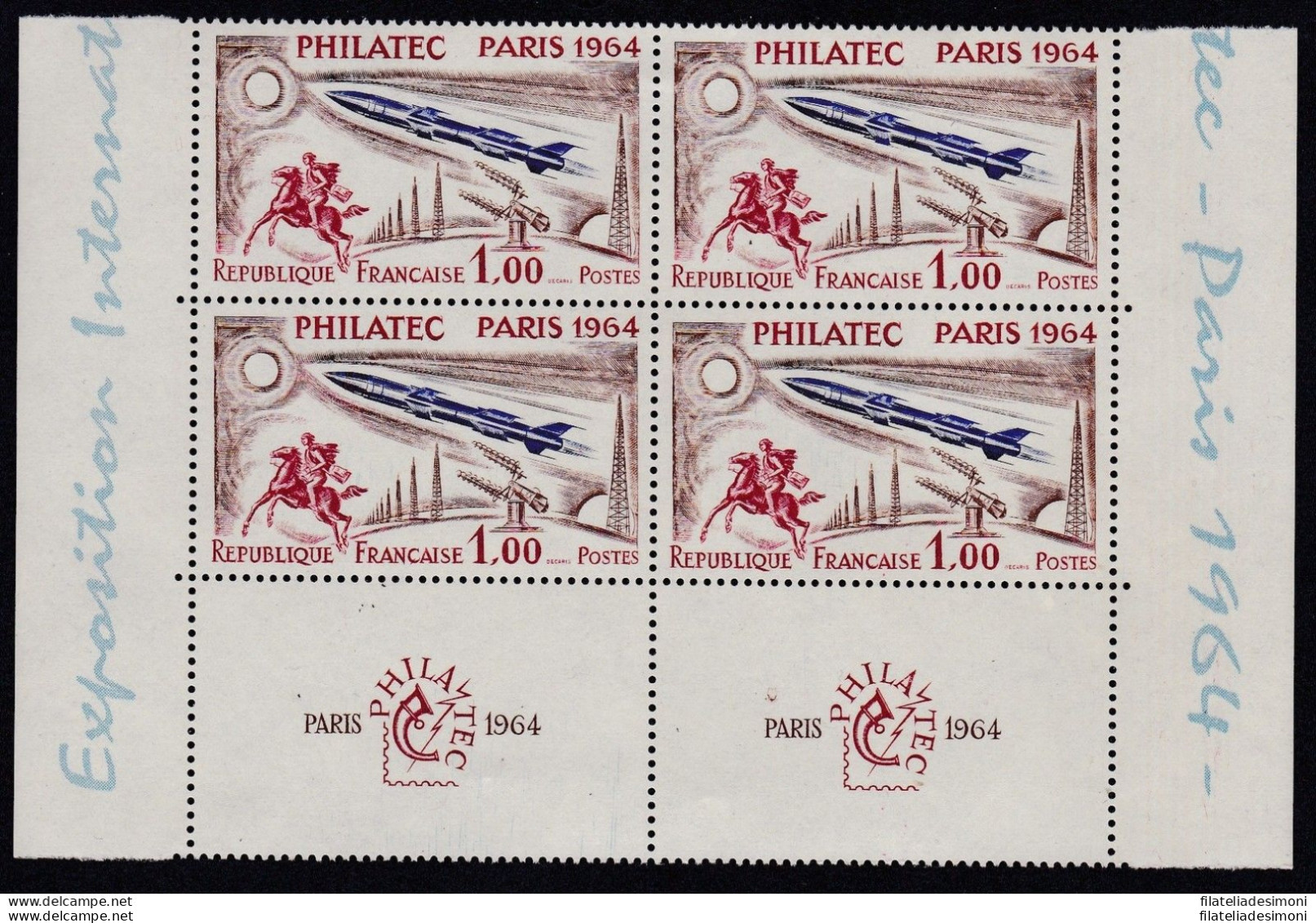 1964 FRANCIA   - N° 1422  Philatec  MNH/**  Blocco Di Quattro - Other & Unclassified