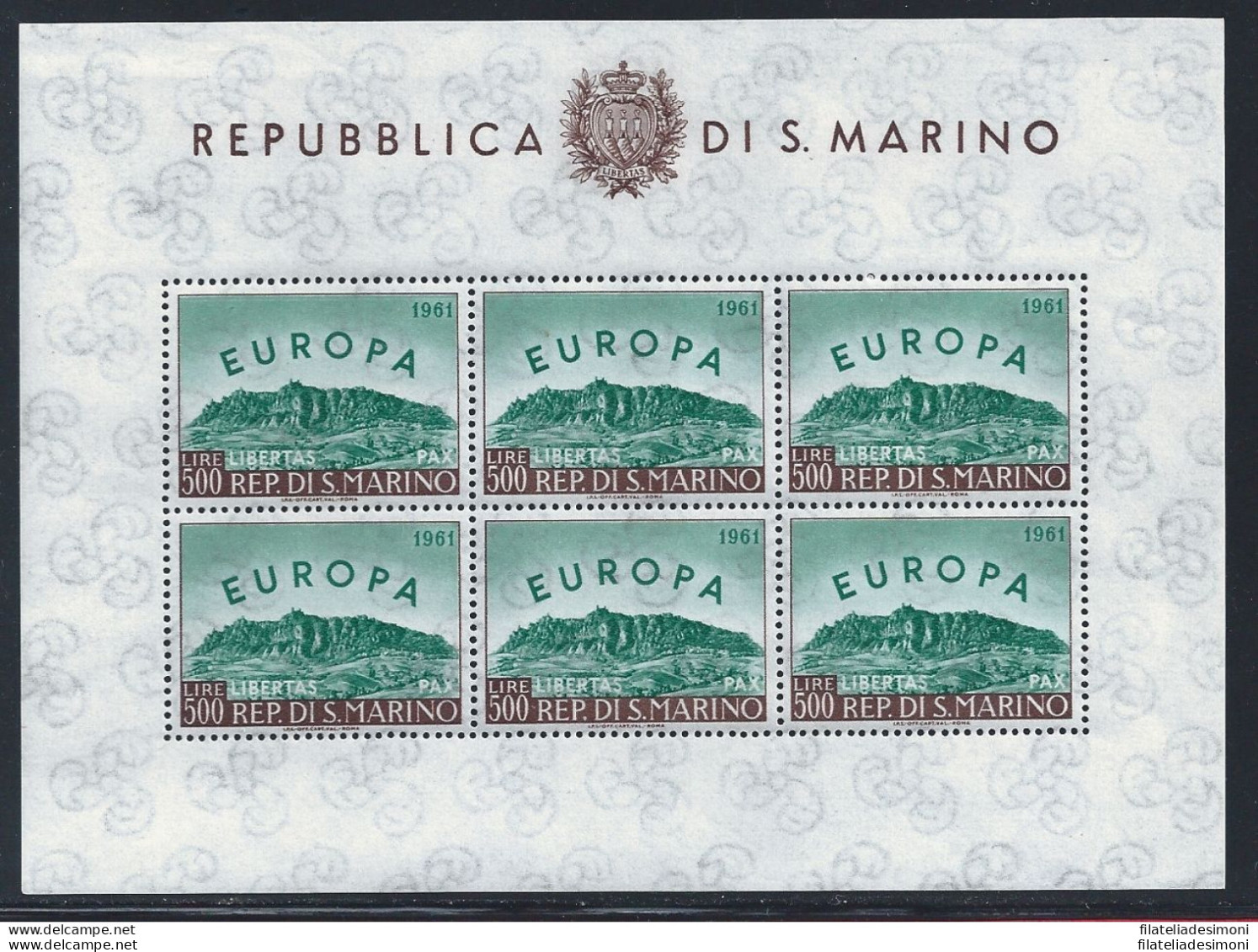 1961 SAN MARINO BF N° 23 Europa 61 MNH** - Hojas Bloque