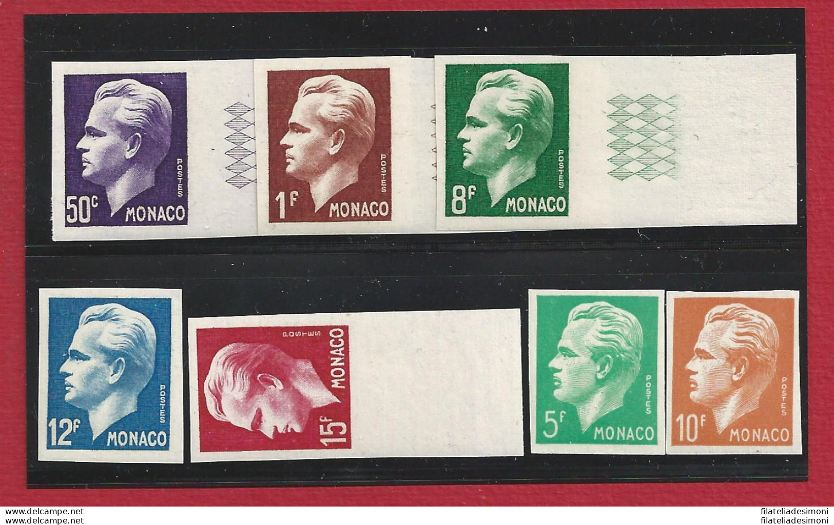 1950-51 MONACO, N° 344/350  7 Valori NON DENTELLATI  MNH/** - Sonstige & Ohne Zuordnung