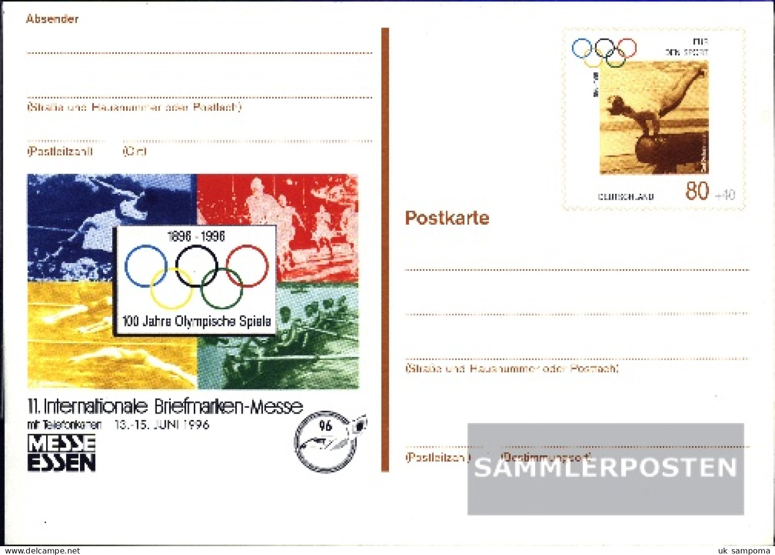 FRD (FR.Germany) PSo42 Official Special Postcards Gefälligkeitsgestempelt Used 1996 Olympics - Sonstige & Ohne Zuordnung