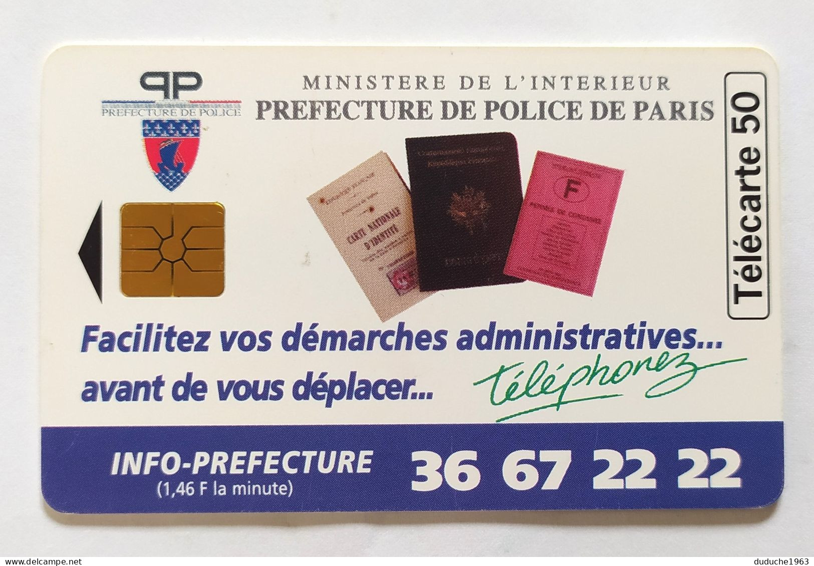 Télécarte France - Préfecture De Police De Paris - Non Classés