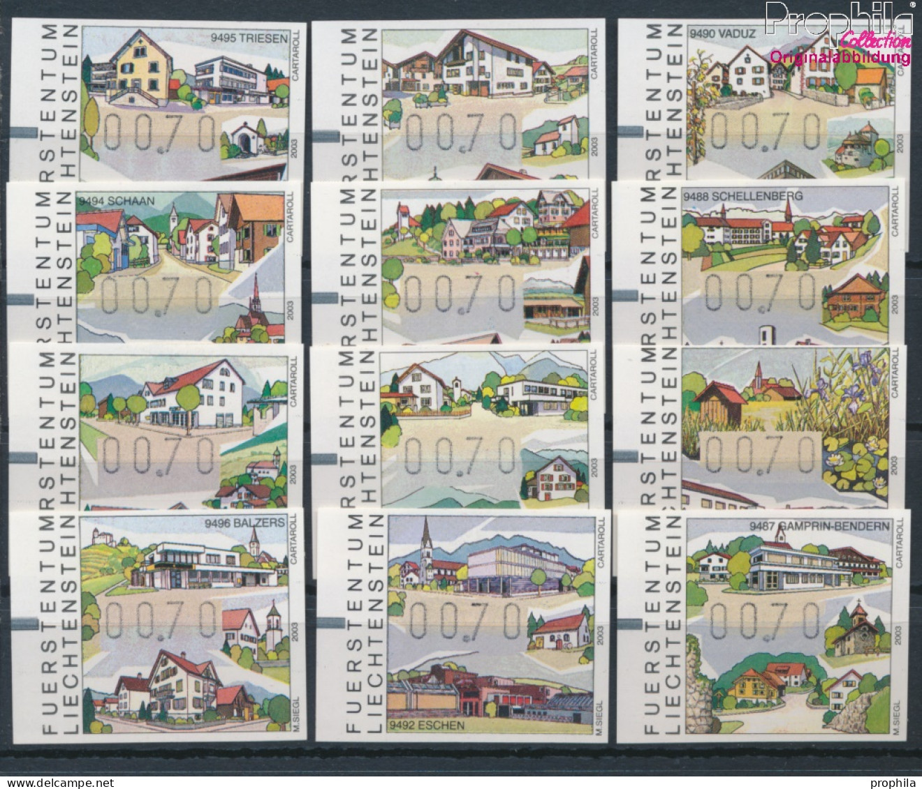 Liechtenstein ATM12-ATM23 (kompl.Ausg.) Postfrisch 2003 Die Post Im Dorf Automatenmarken (10377421 - Unused Stamps