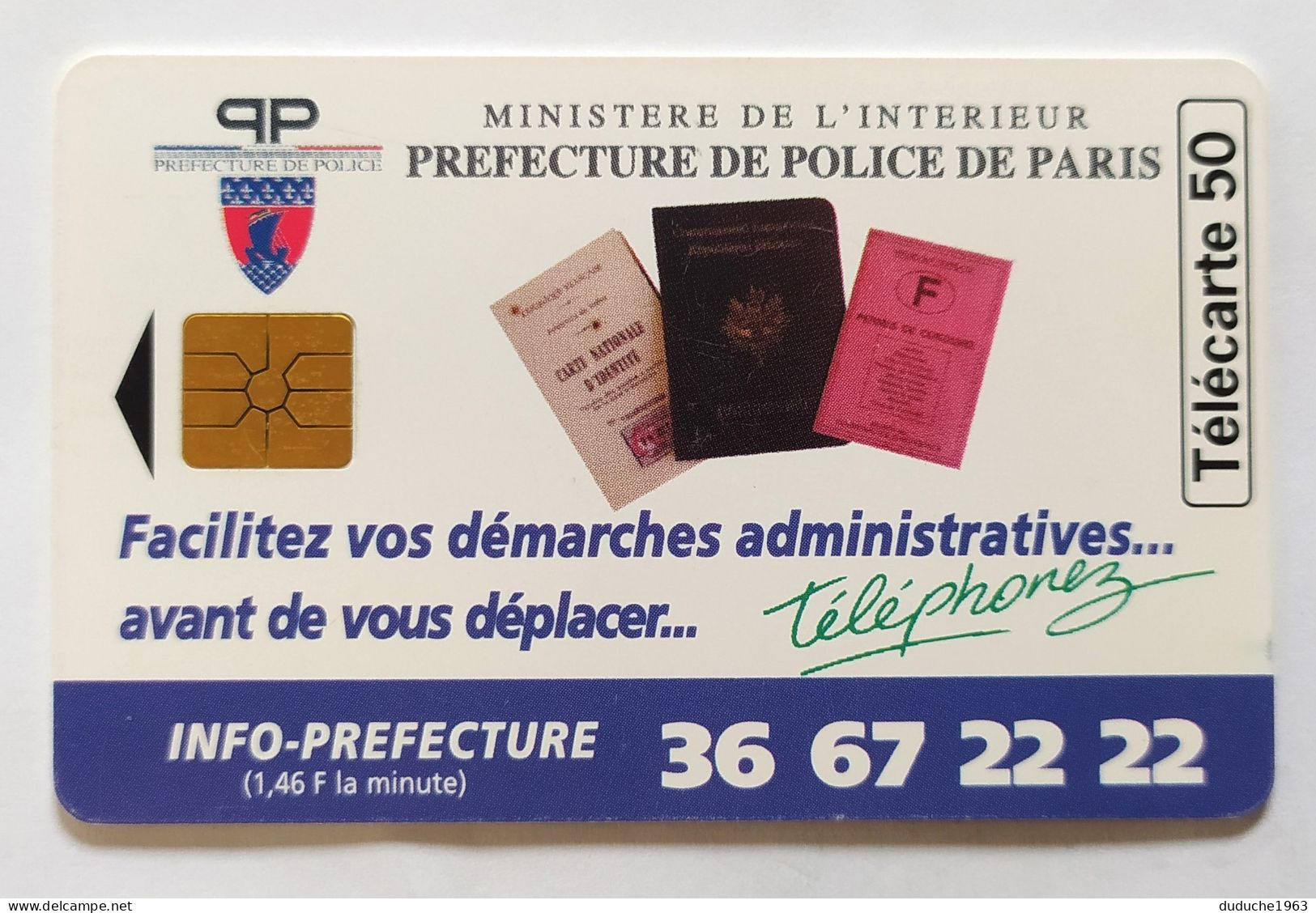 Télécarte France - Préfecture De Police De Paris - Non Classificati