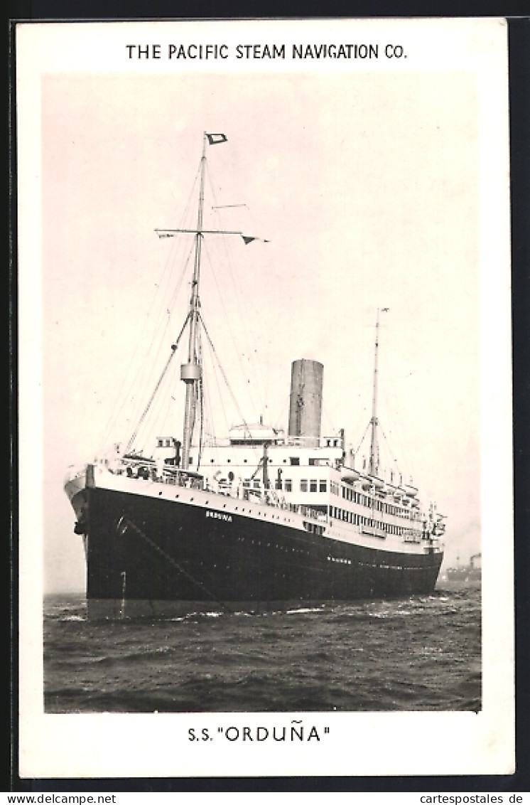AK Steamer SS Orduna, The Pacific Steam Navigation Co.  - Steamers