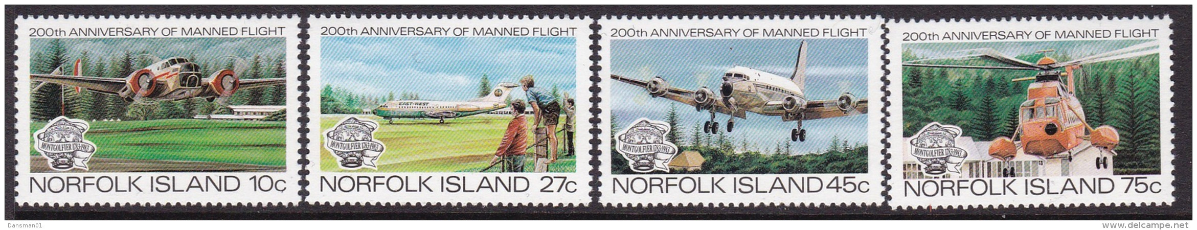 Norfolk Island 1983 Manned Flight Sc 310-13 Mint Never Hinged - Isla Norfolk