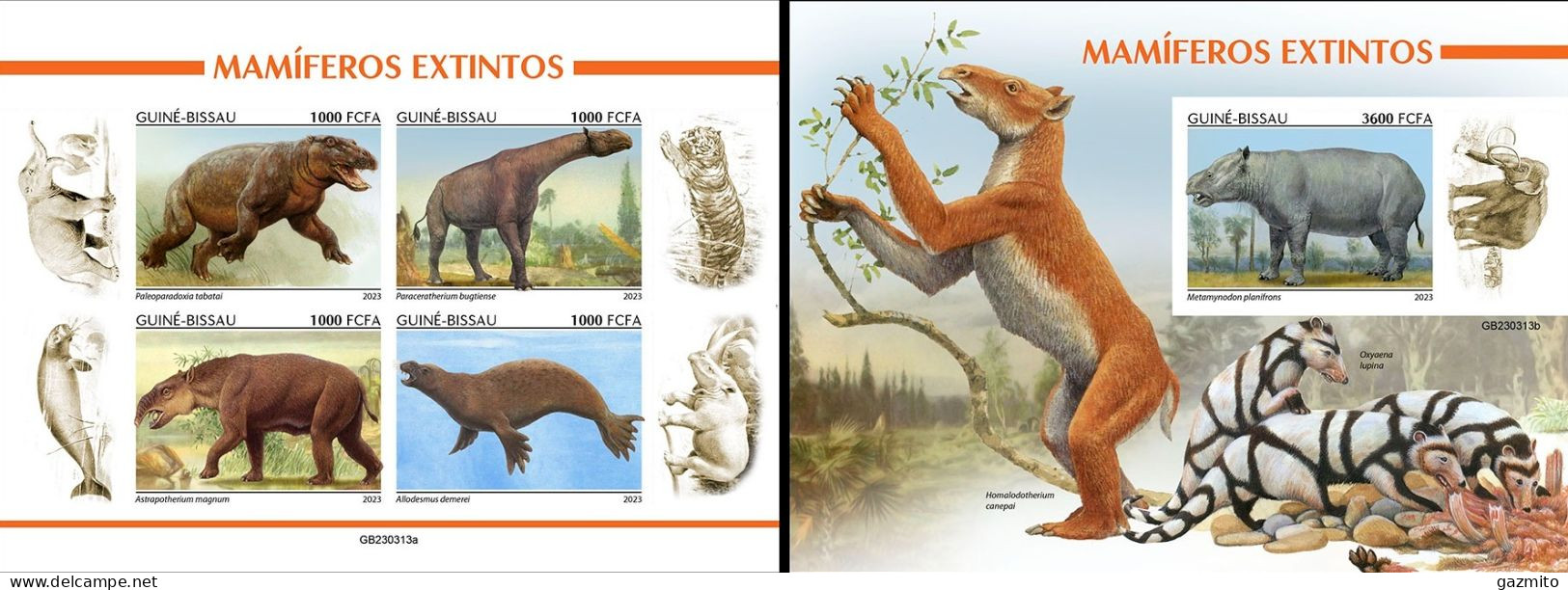 Guinea Bissau 2023, Animals, Extinct Mammals, 4val In BF +BF IMPERFORATED - Preistorici