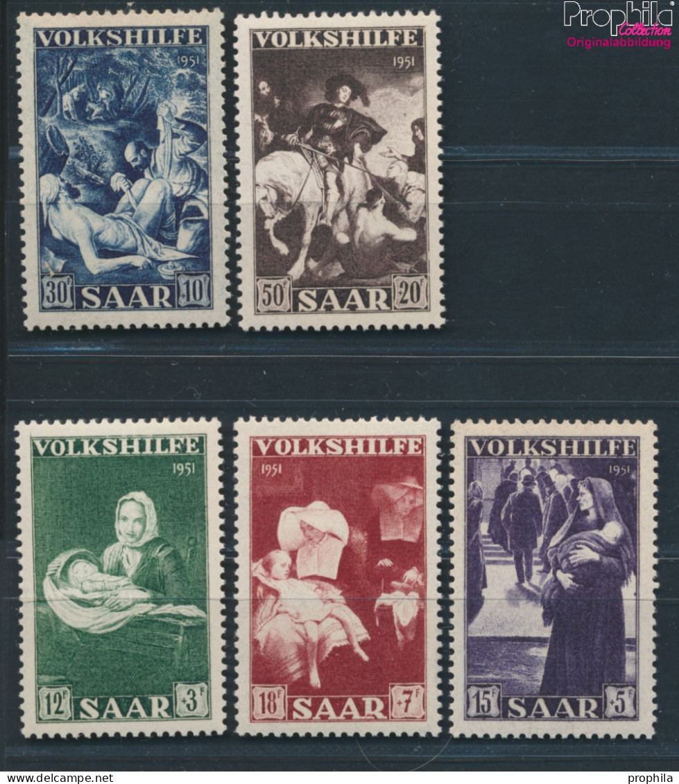 Saarland 309-313 (kompl.Ausg.) Geprüft Postfrisch 1951 Volkshilfe: Gemälde (II) (10377625 - Unused Stamps