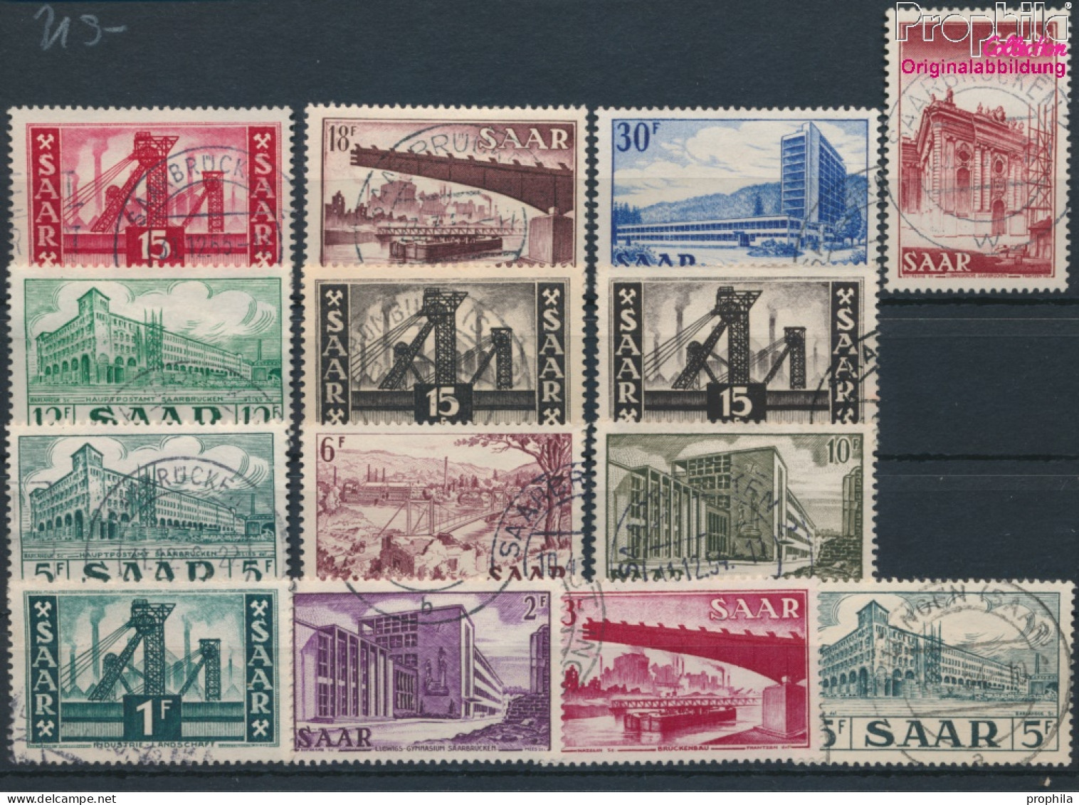 Saarland 319-337 (kompl.Ausg.) Gestempelt 1952 Saaransichten (10377616 - Usados