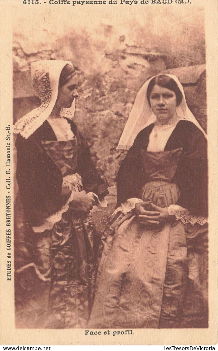 FOLKLORE - Costumes - Coiffe Paysanne Du Pays De Baud - Face Et Profil - Carte Postale Ancienne - Costumes