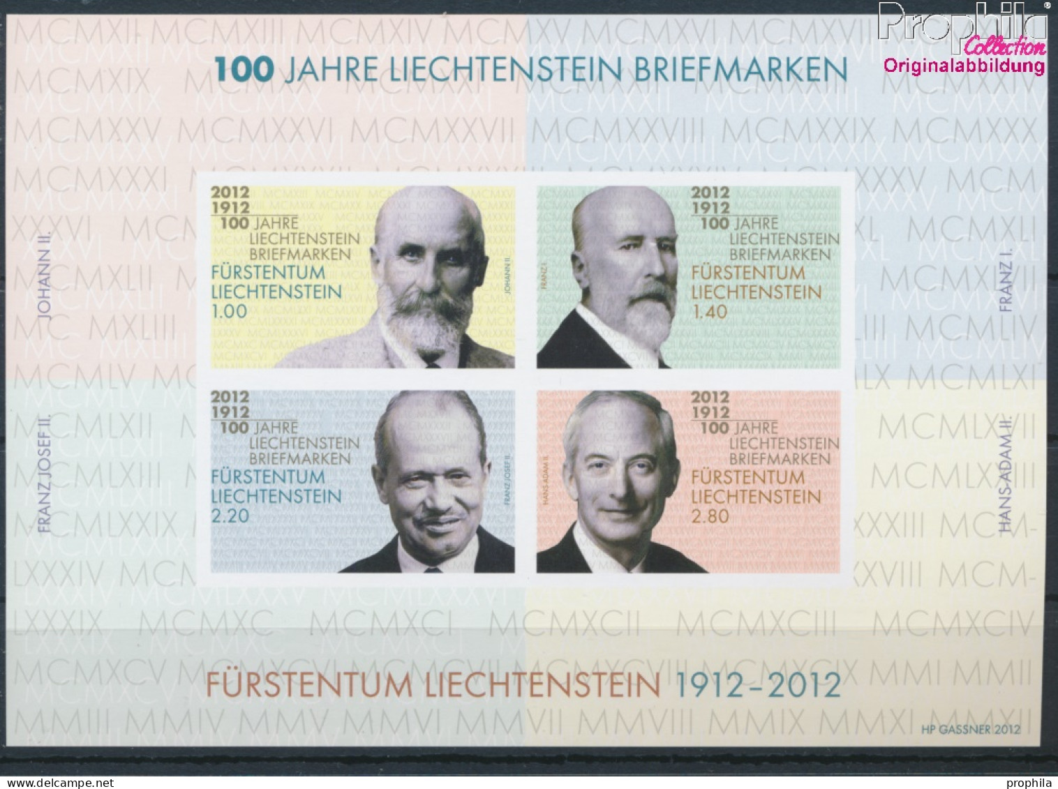 Liechtenstein Block21 (kompl.Ausg.) Postfrisch 2012 Fürsten (10377480 - Unused Stamps