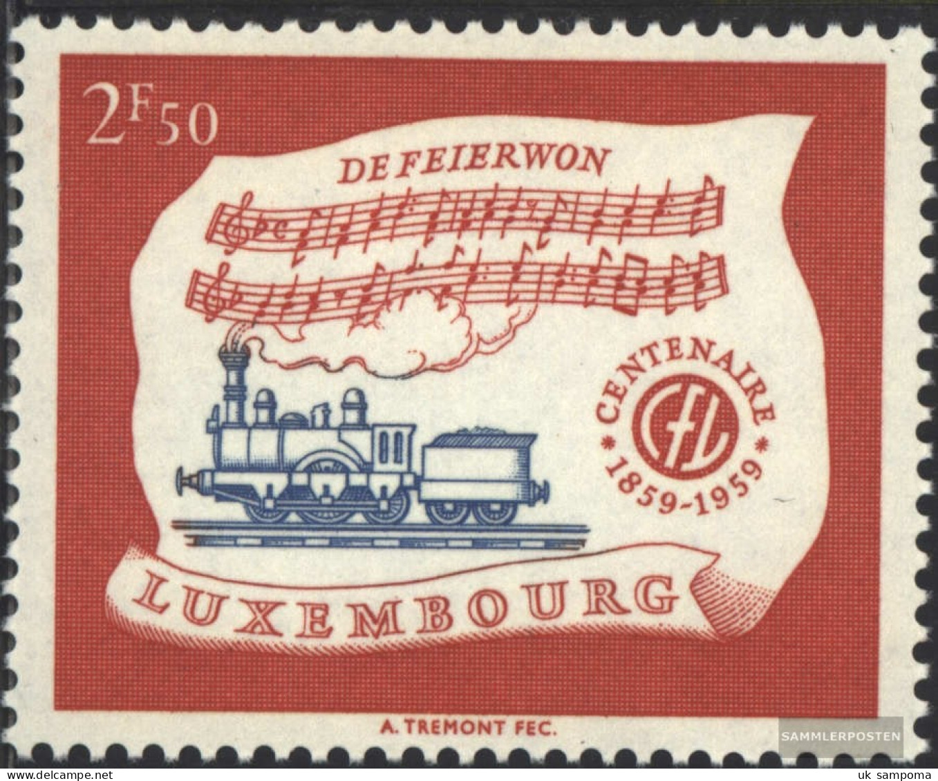 Luxembourg 611 (complete Issue) Unmounted Mint / Never Hinged 1959 Railway - The Feuerwagen - Neufs