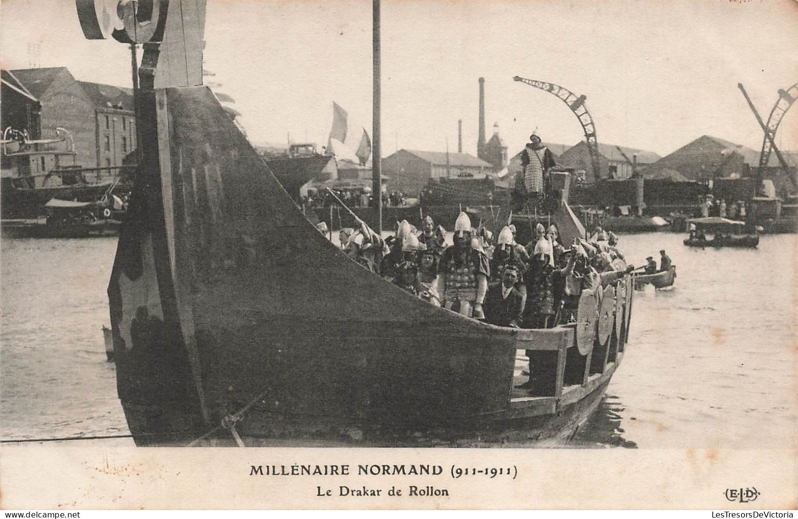 HISTOIRE - Millénaire Normand (911-1911) - Le Drakar De Rollon - Animé - Carte Postale Ancienne - Histoire