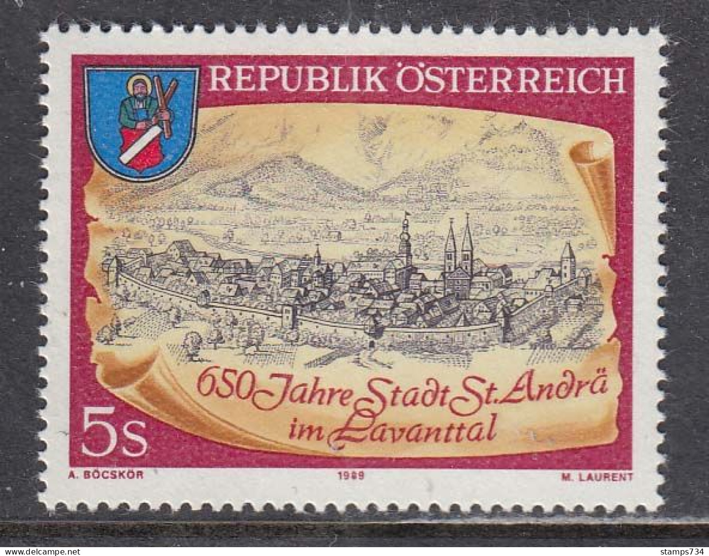 Austria 1989 - 650 Jahre Stadt St. Andra Im Lavanttal, Mi-Nr. 1960, MNH** - Ungebraucht