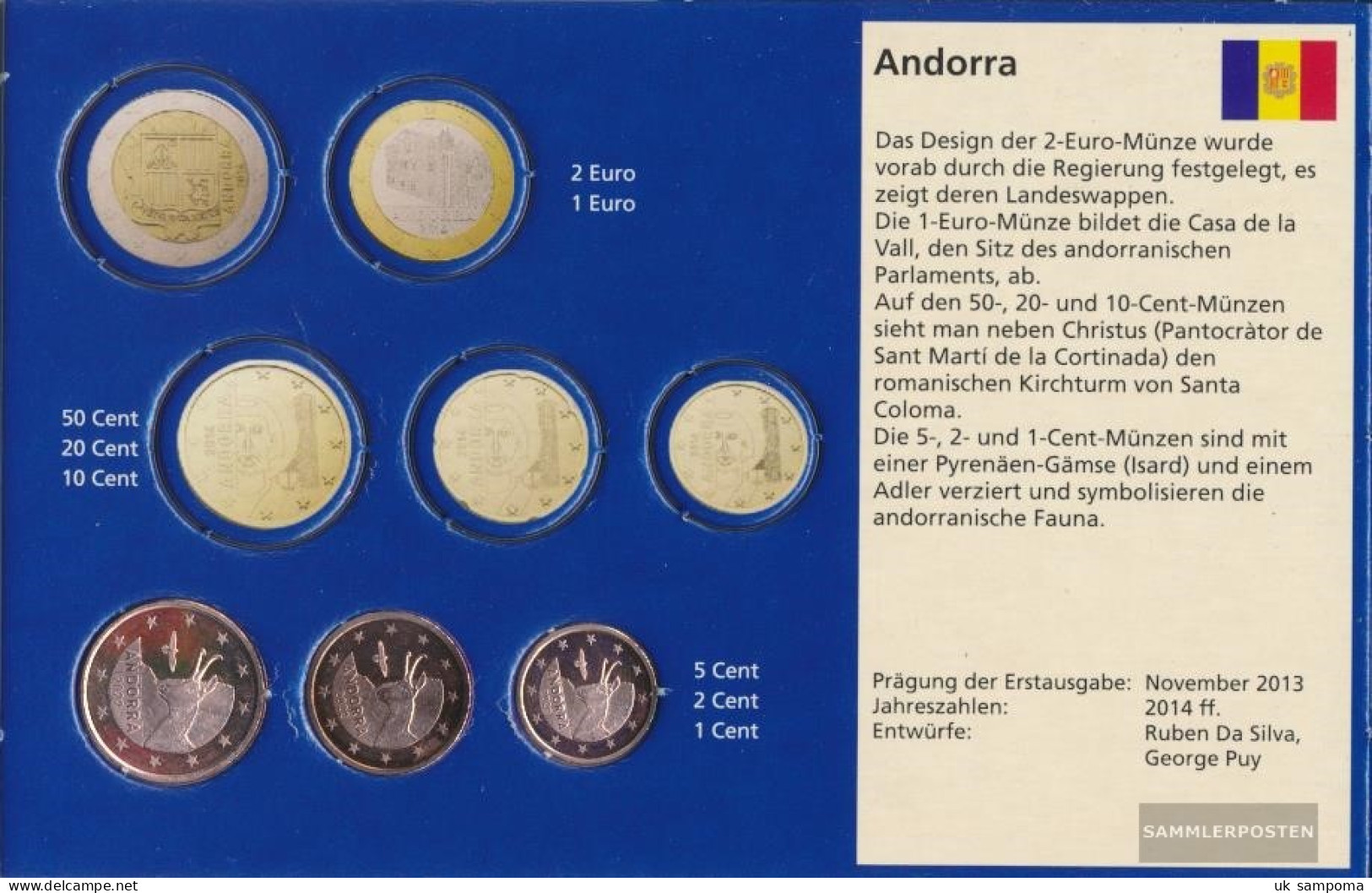 Andorra AND1- 3 2022 Stgl./unzirkuliert 2022 Kursmünzen 1, 2 And 5 CENT - Andorra