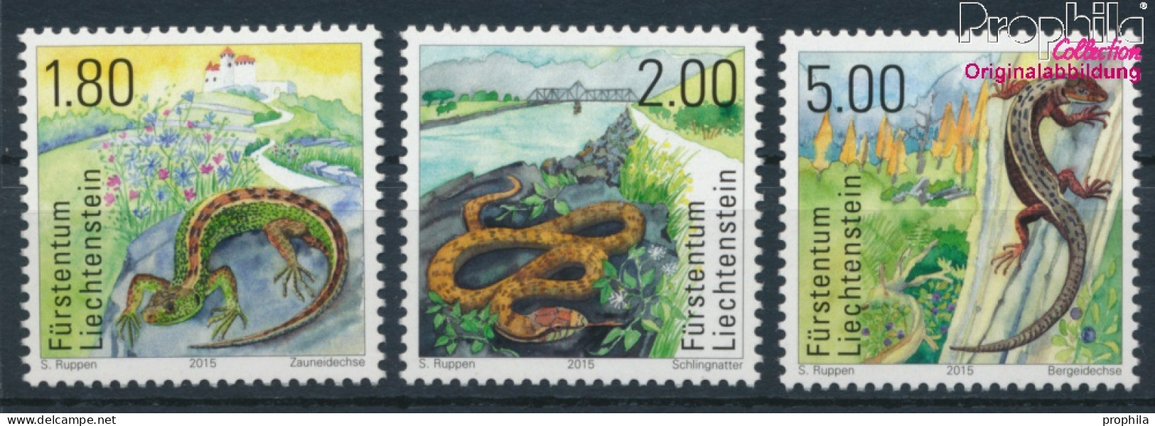 Liechtenstein 1758-1760 (kompl.Ausg.) Postfrisch 2015 Reptilien (10377534 - Neufs